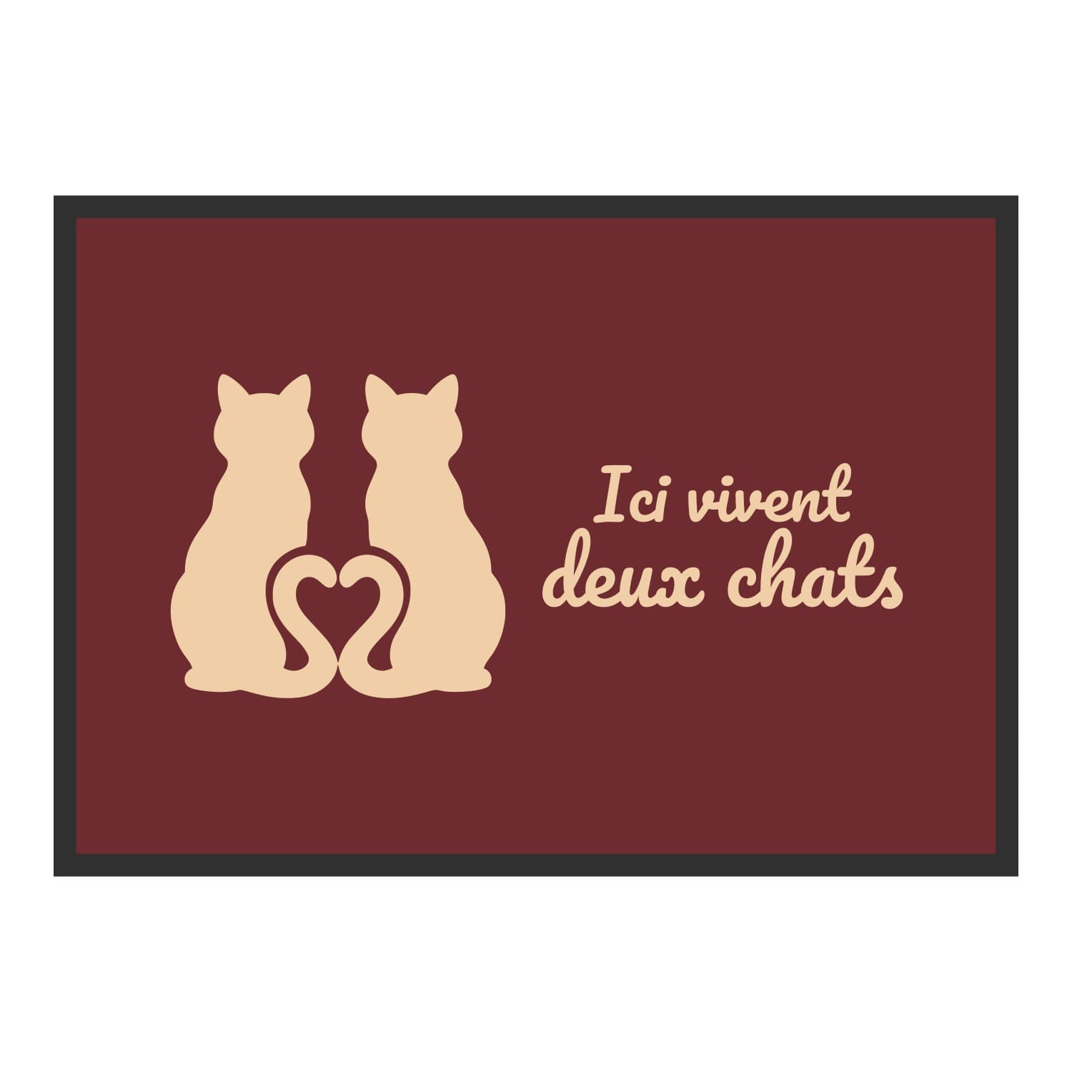 Vue du tapis Ici vivent deux chats dans son format et ses couleurs de départ