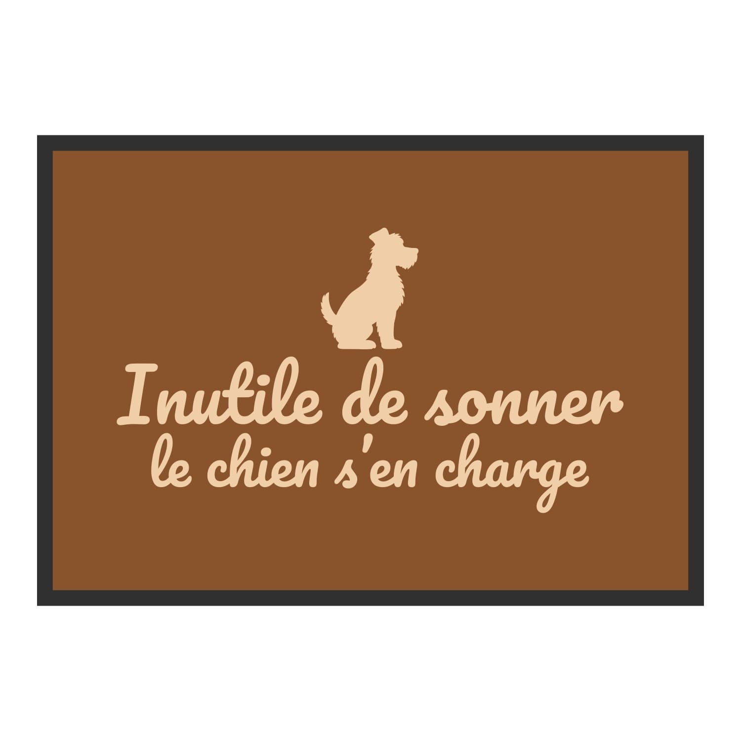 Vue du tapis Inutile de sonner, le chien s’en charge dans son format et ses couleurs de départ