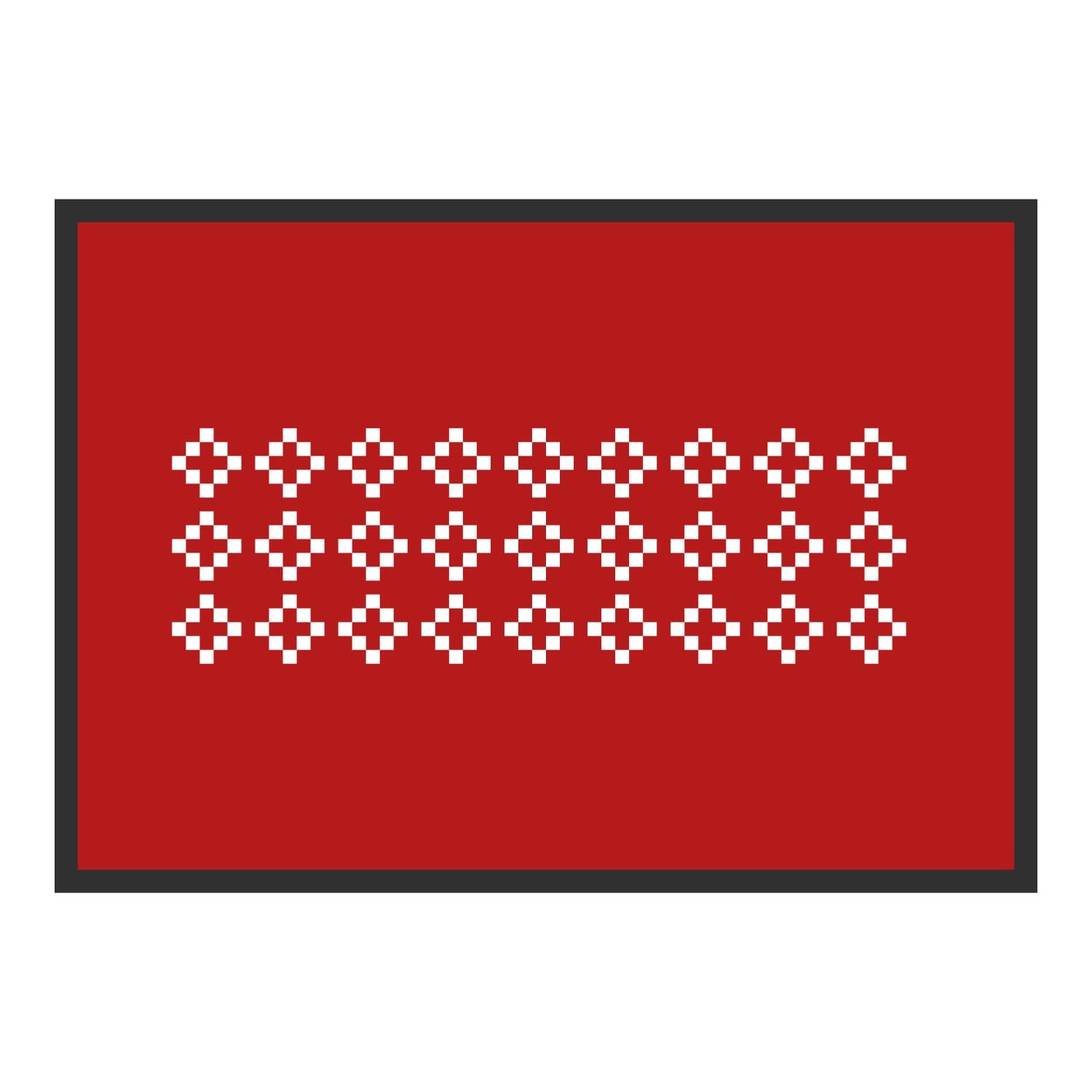 Vue du tapis Jacquard losanges dans son format et ses couleurs de départ