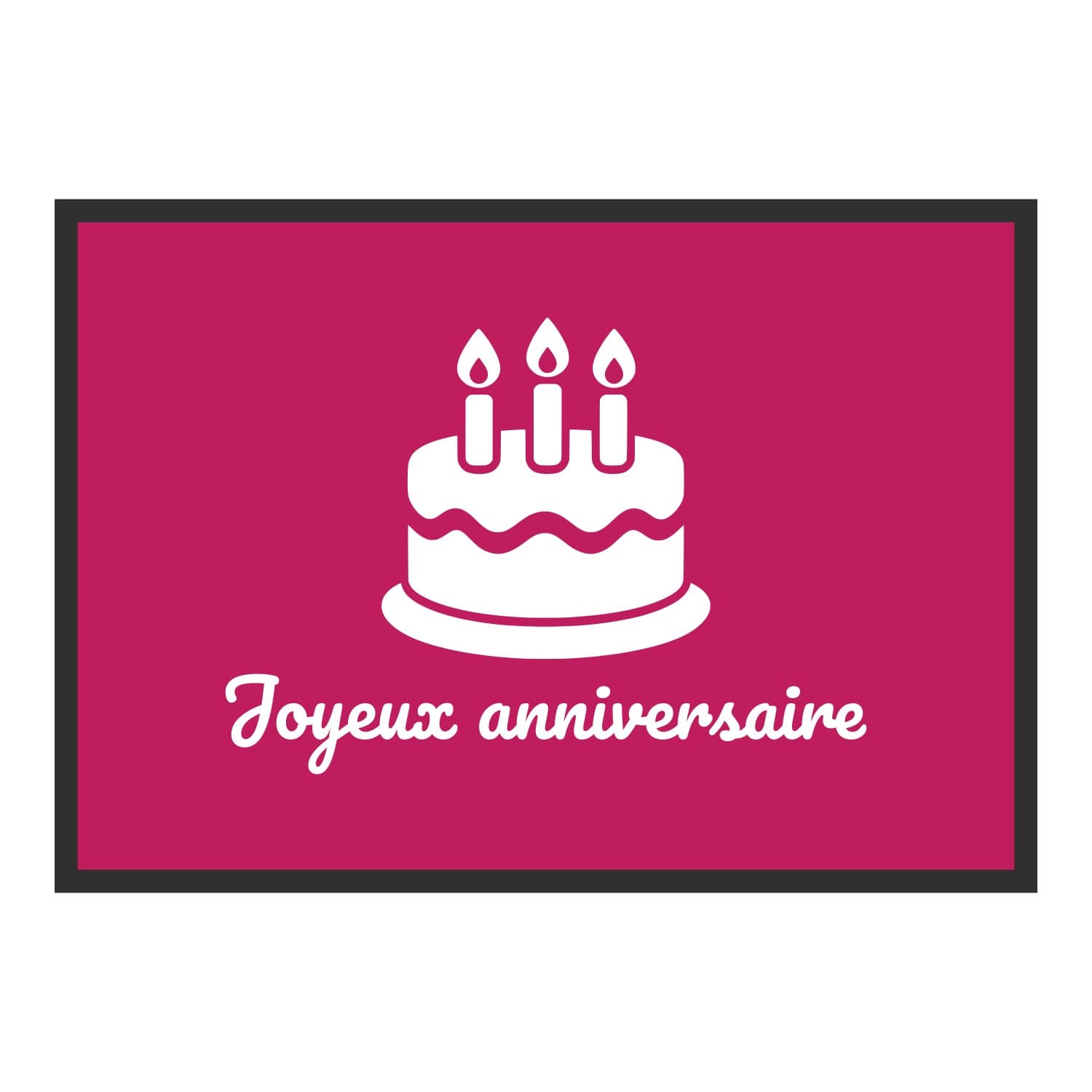 Vue du tapis Joyeux anniversaire dans son format et ses couleurs de départ