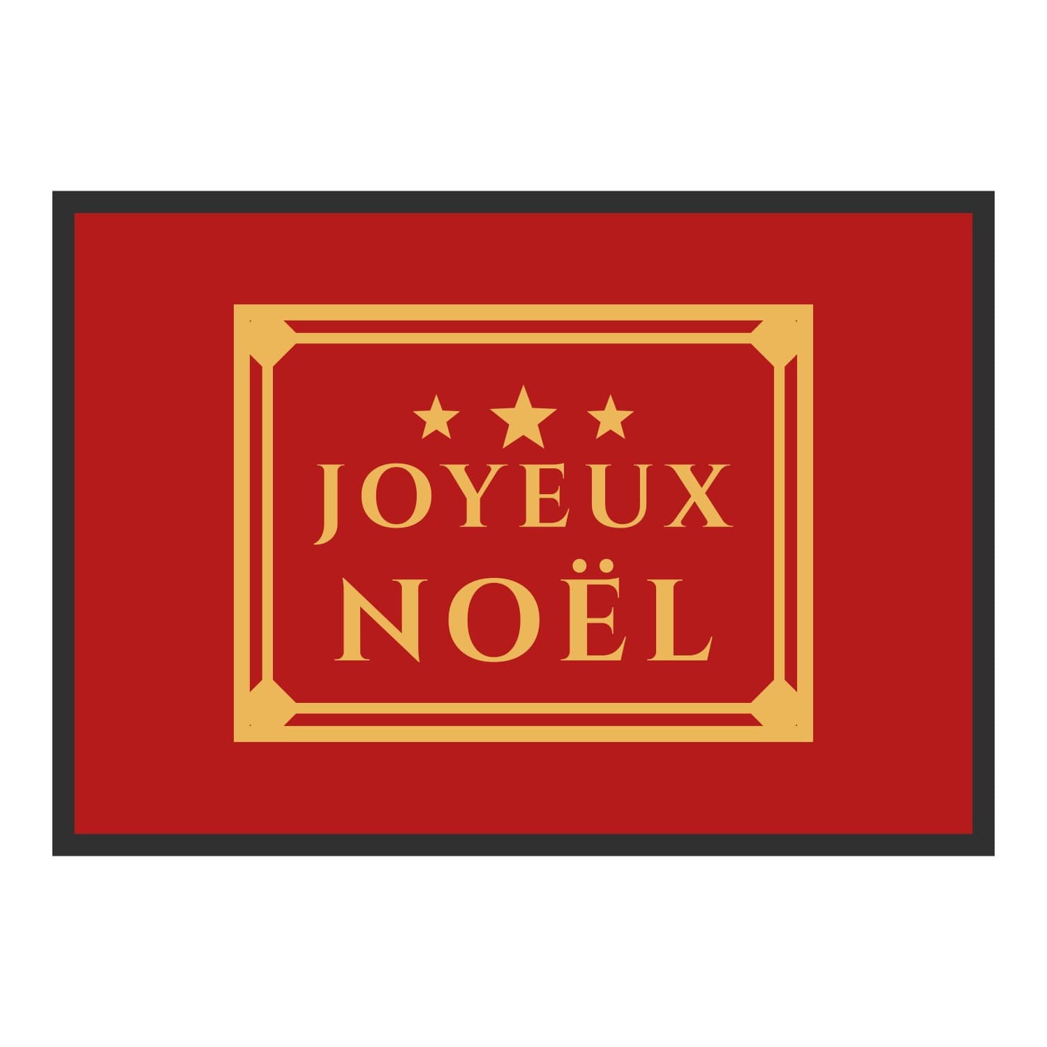 Vue du tapis Joyeux Noël étoiles dans son format et ses couleurs de départ