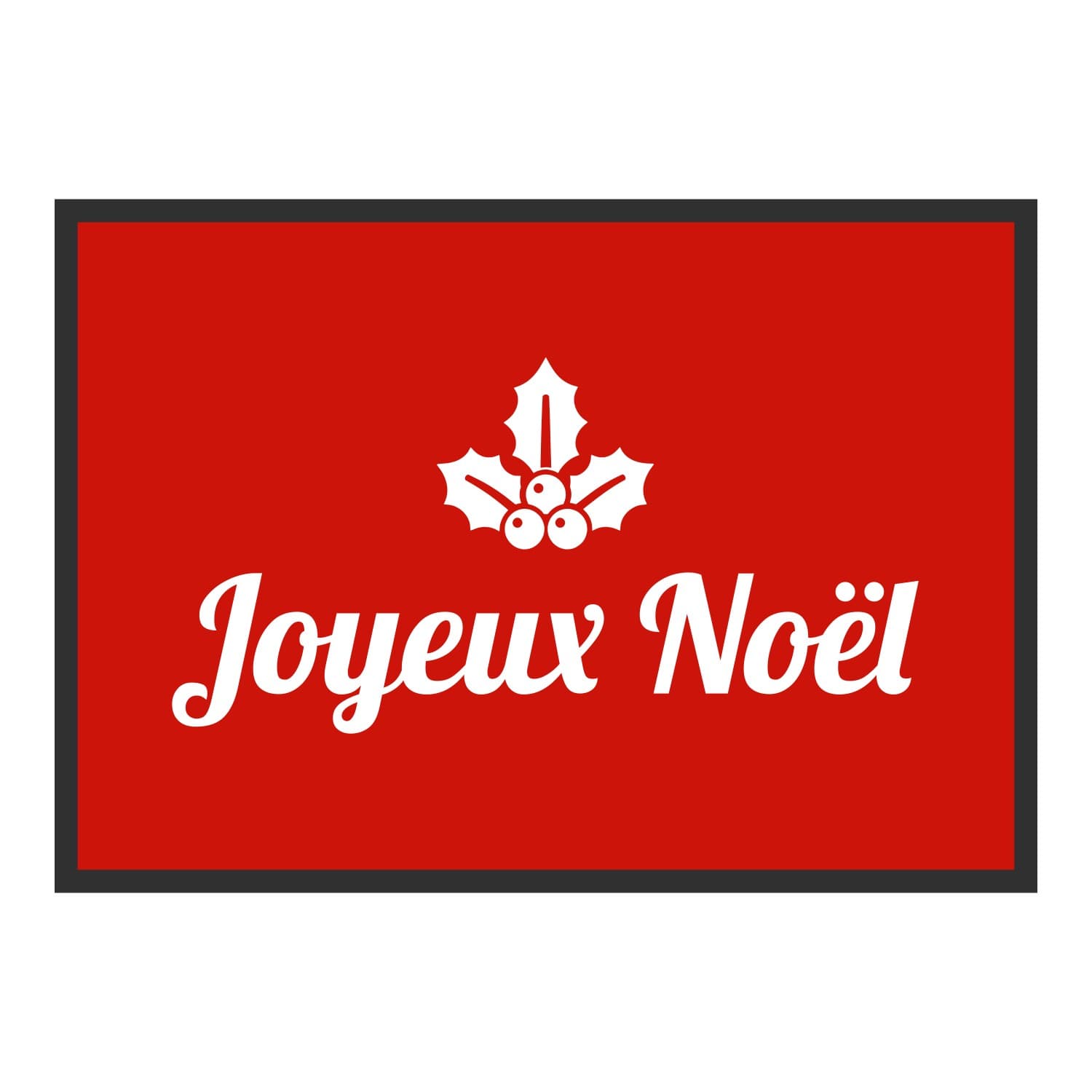 Vue du tapis Joyeux Noël houx dans son format et ses couleurs de départ