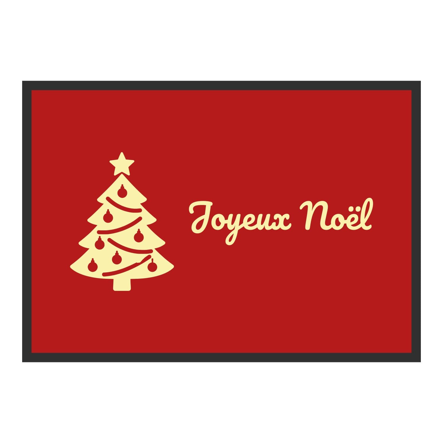 Vue du tapis Joyeux Noël sapin dans son format et ses couleurs de départ