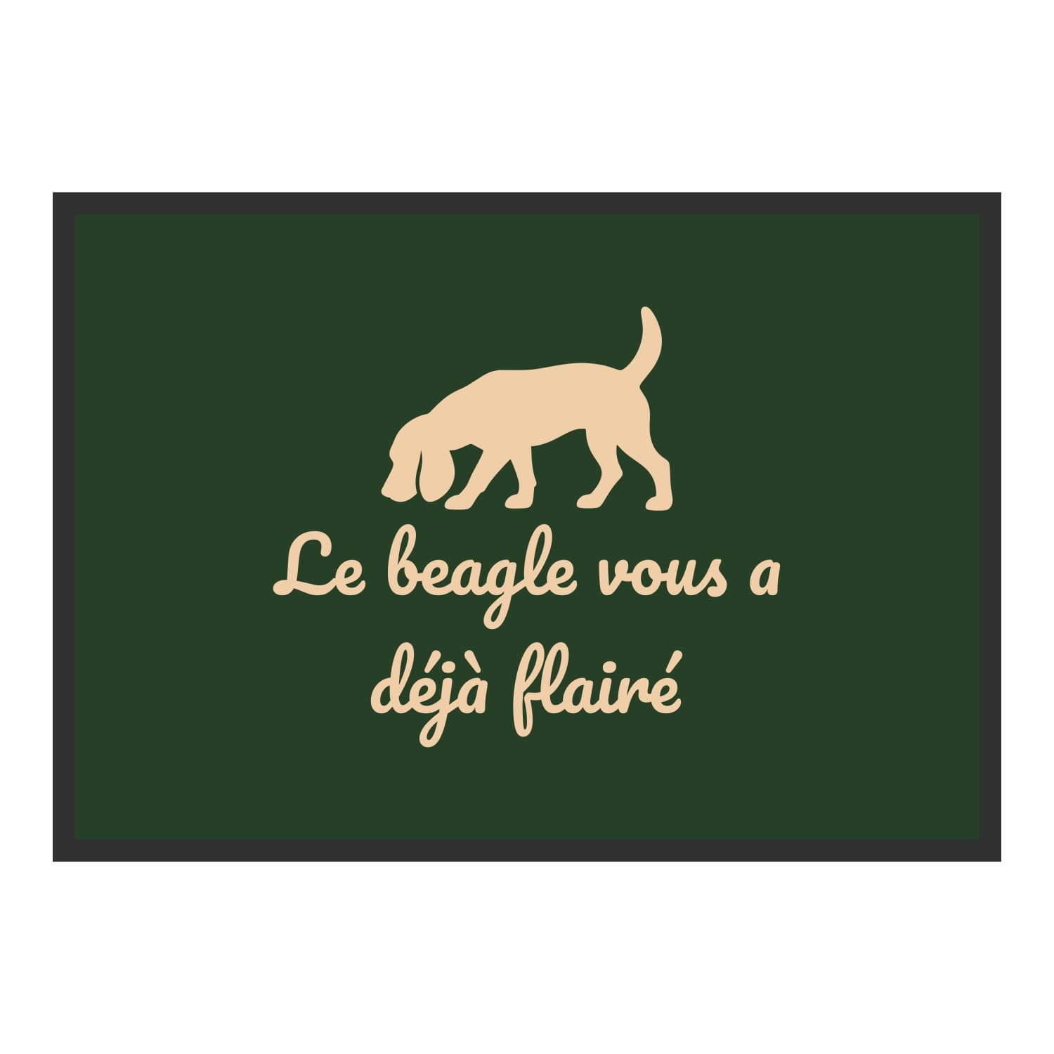 Vue du tapis Le beagle vous a déjà flairé dans son format et ses couleurs de départ