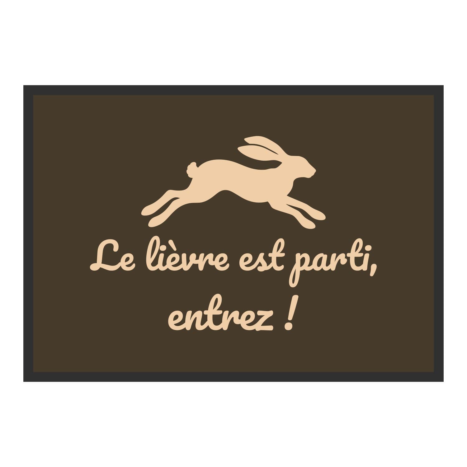 Vue du tapis Le lièvre est parti, entrez ! dans son format et ses couleurs de départ