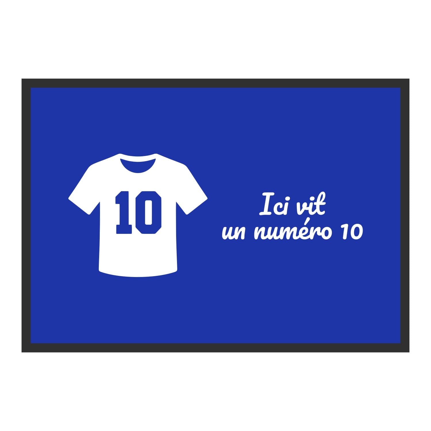 Vue du tapis Ici vit un numéro 10 dans son format et ses couleurs de départ