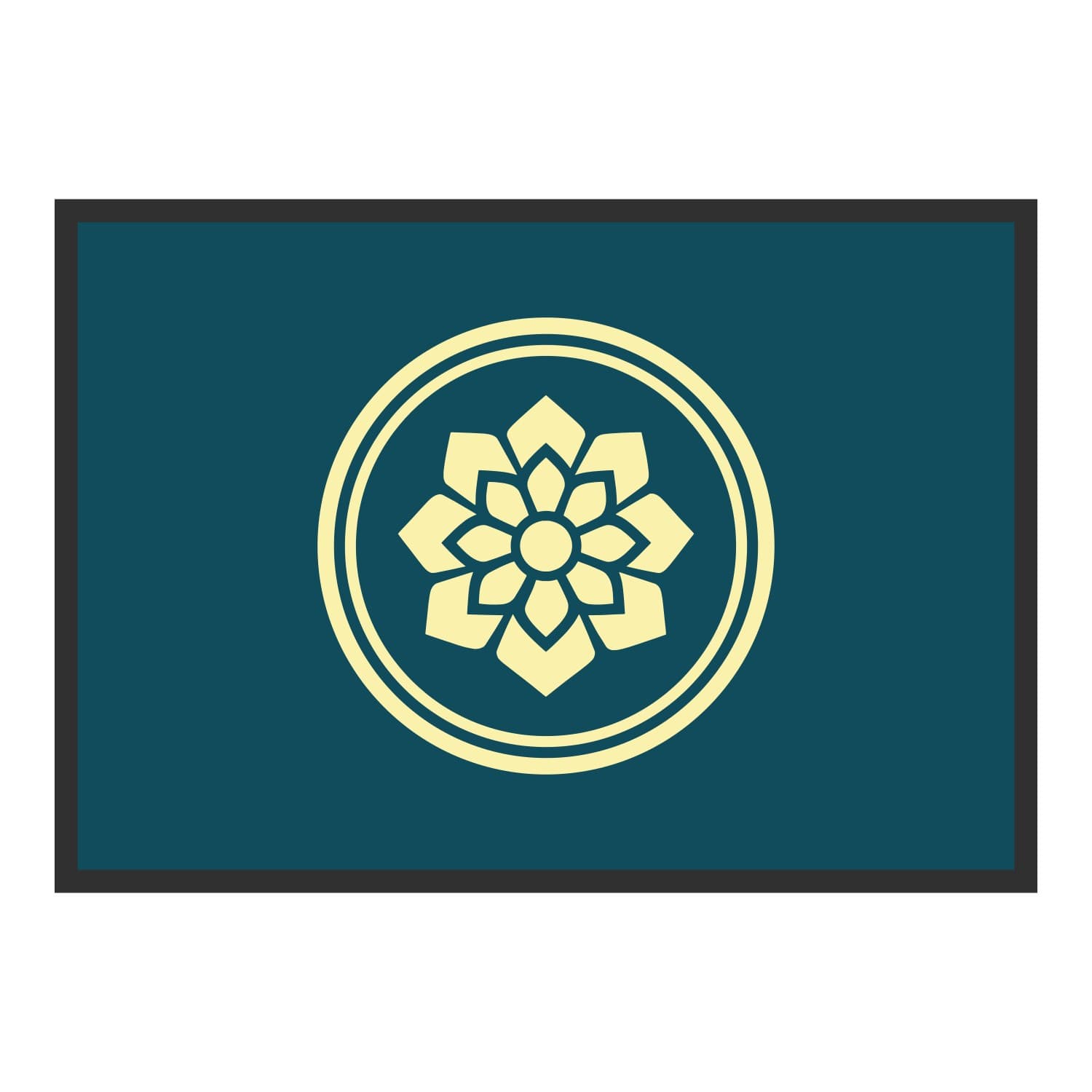 Vue du tapis Mandala cerclé dans son format et ses couleurs de départ