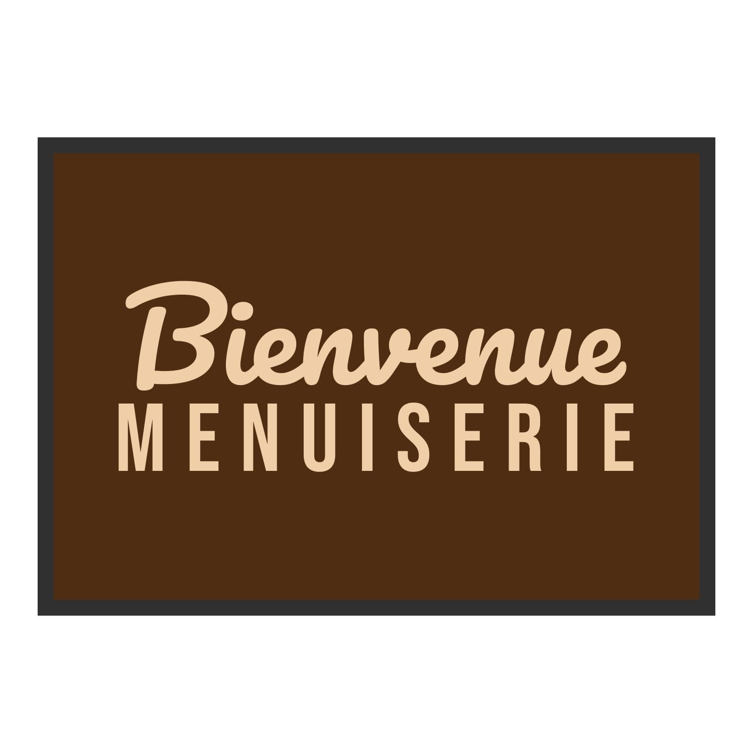 Vue du tapis Bienvenue menuiserie dans son format et ses couleurs de départ