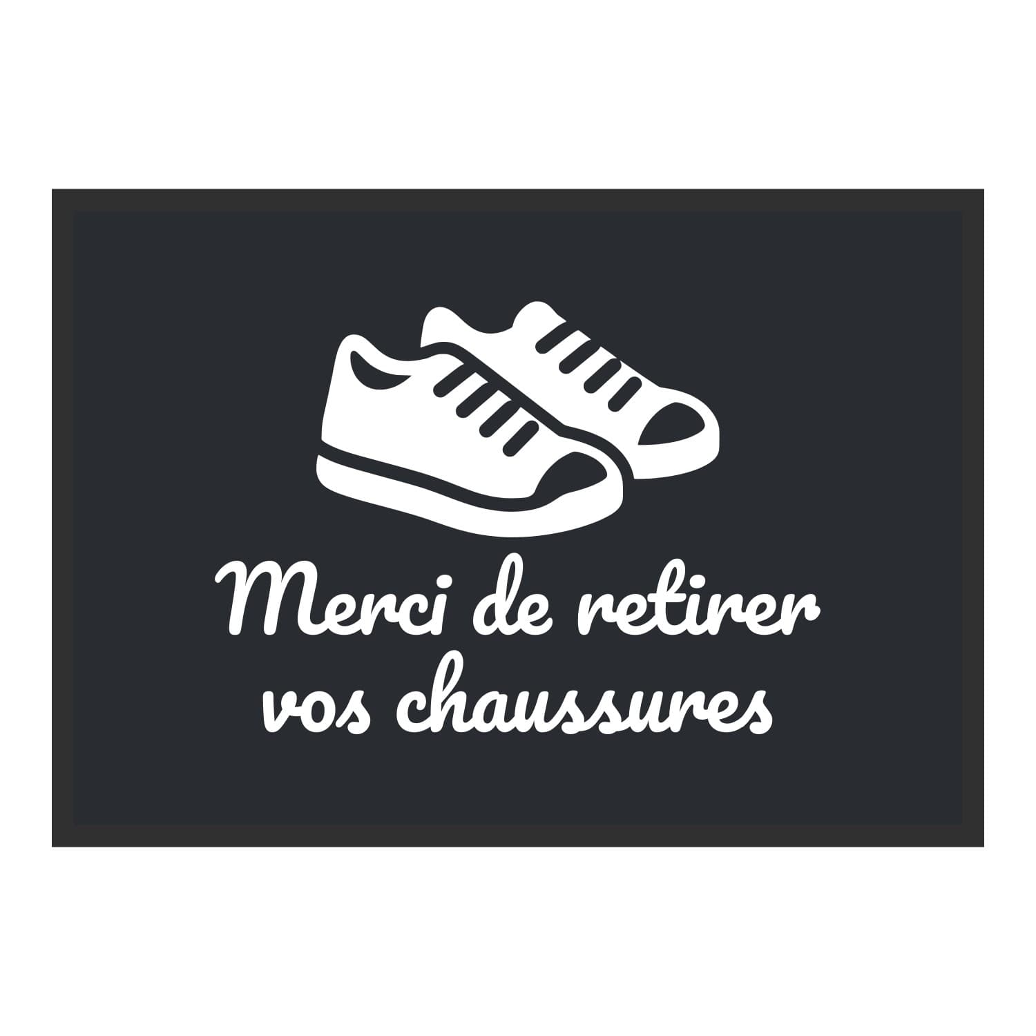 Vue du tapis Merci de retirer vos chaussures dans son format et ses couleurs de départ