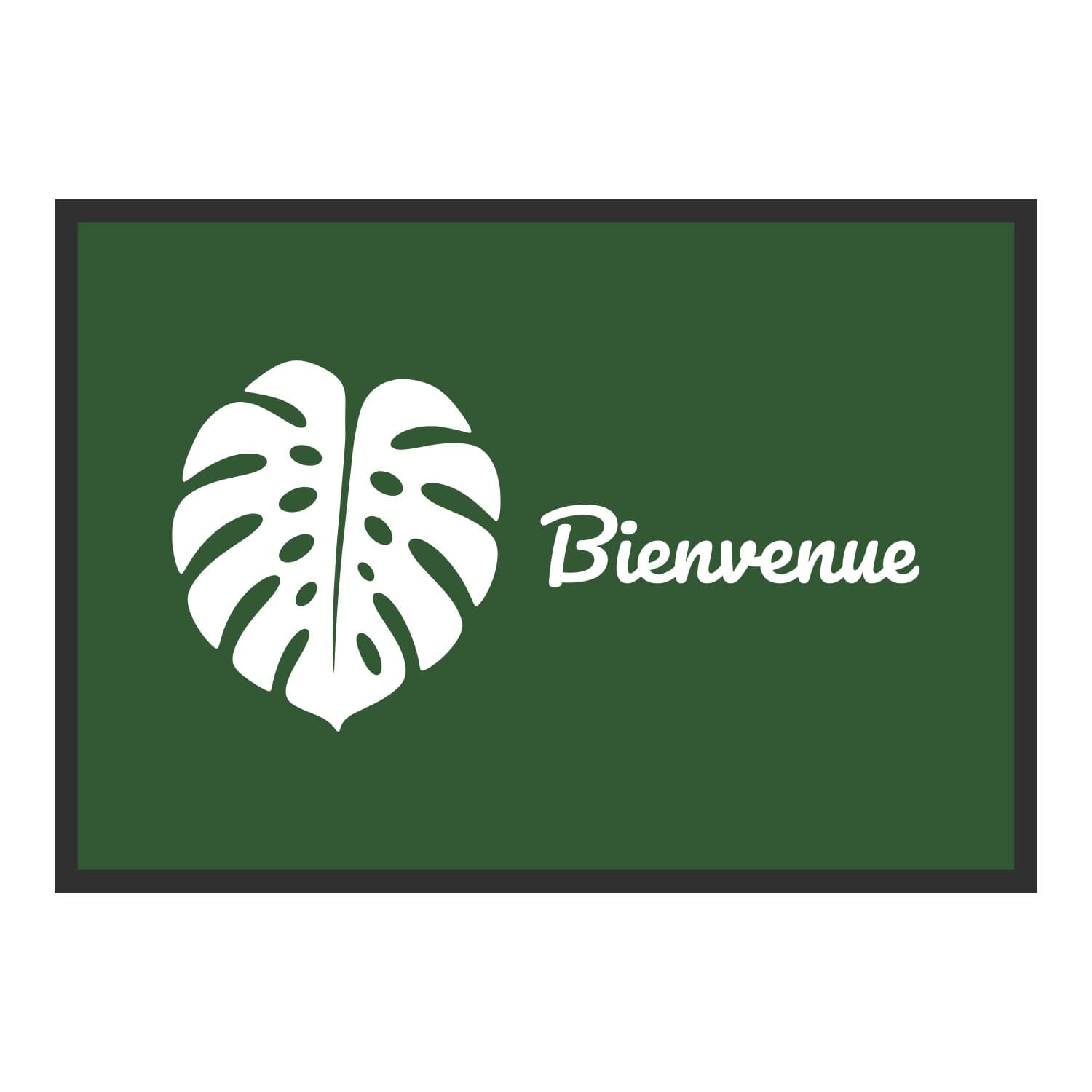Vue du tapis Monstera Bienvenue dans son format et ses couleurs de départ