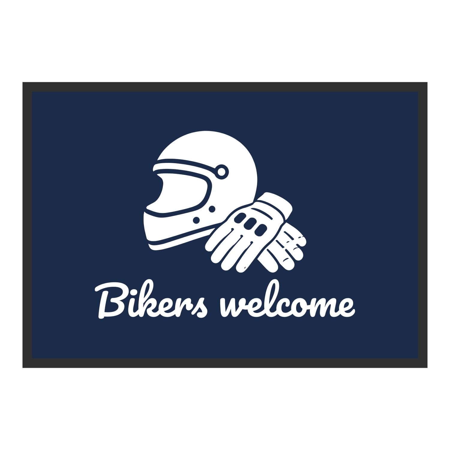 Vue du tapis Casque et gants Bikers welcome dans son format et ses couleurs de départ