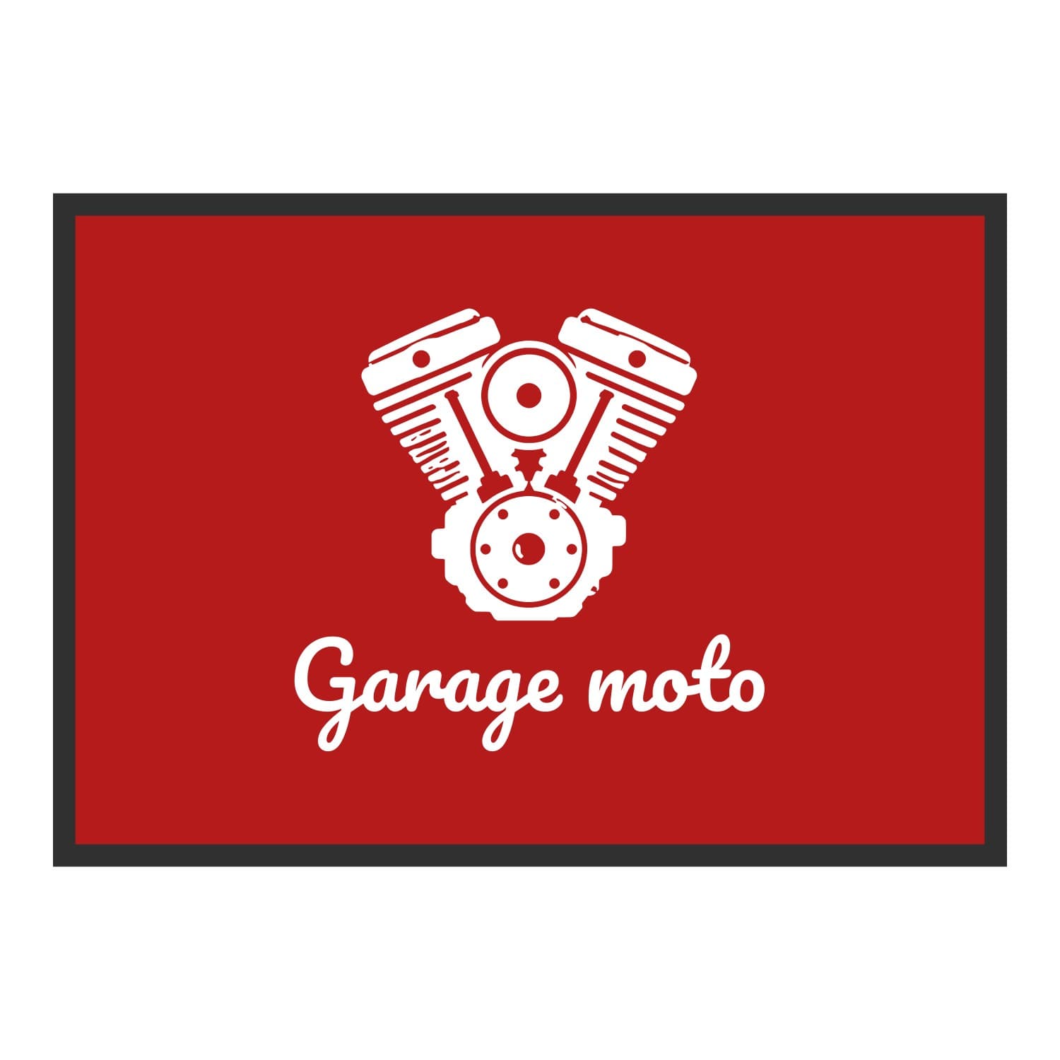 Vue du tapis Moteur Garage moto dans son format et ses couleurs de départ