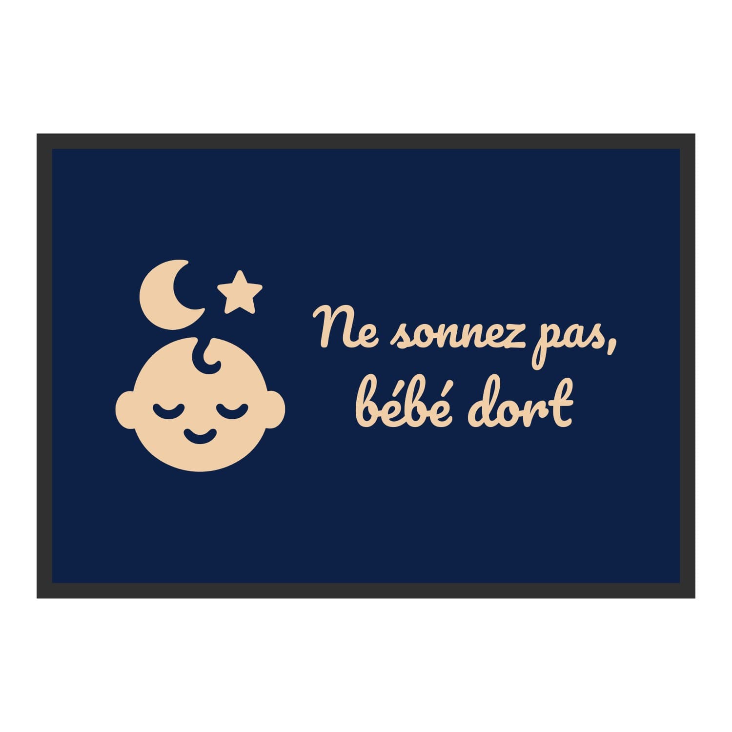 Vue du tapis Ne sonnez pas, bébé dort dans son format et ses couleurs de départ