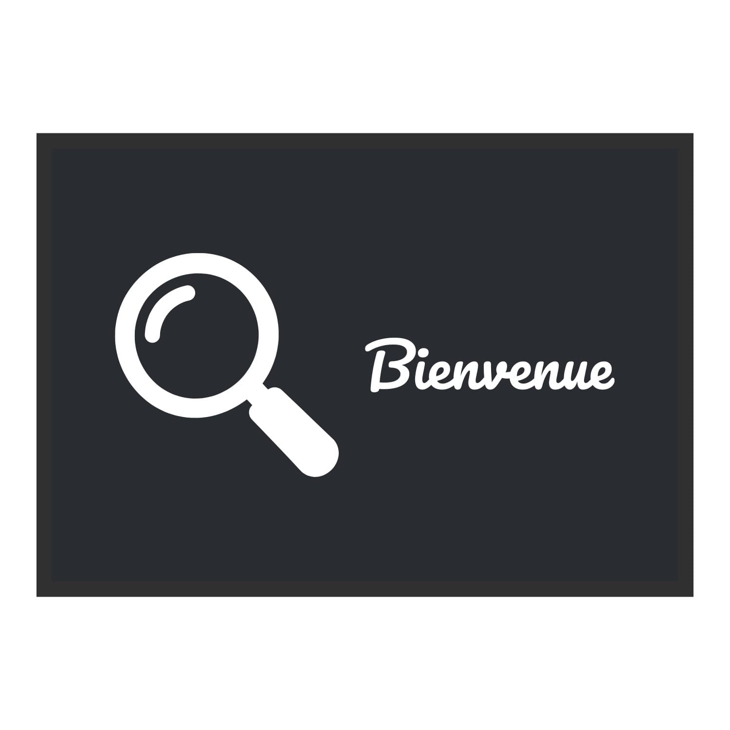Vue du tapis Loupe Bienvenue dans son format et ses couleurs de départ