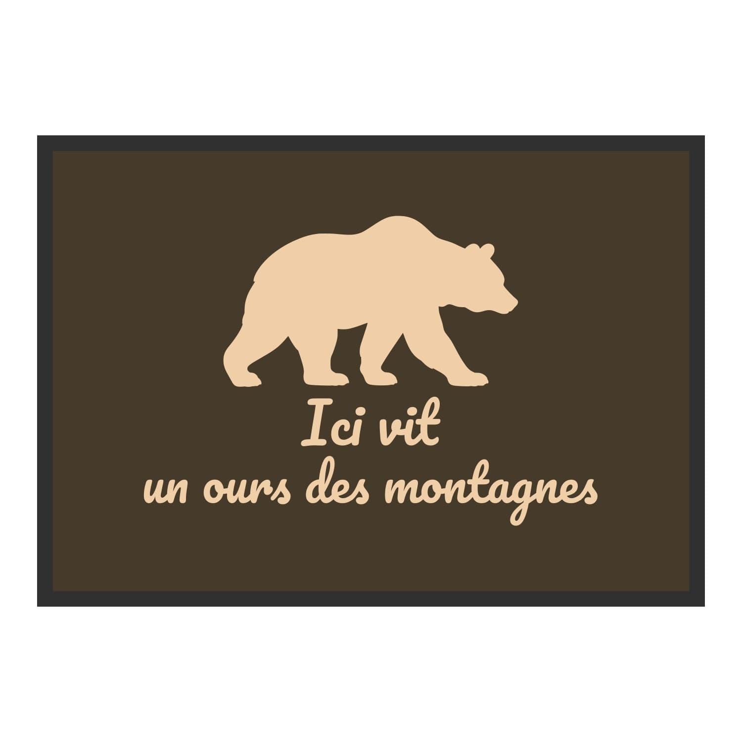 Vue du tapis Ici vit un ours des montagnes dans son format et ses couleurs de départ