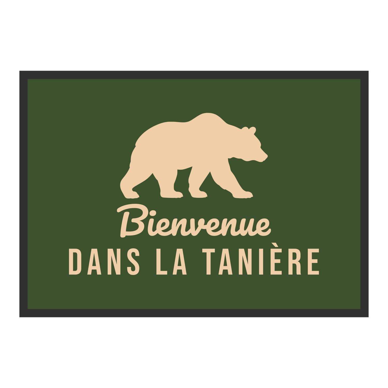 Vue du tapis Bienvenue dans la tanière dans son format et ses couleurs de départ