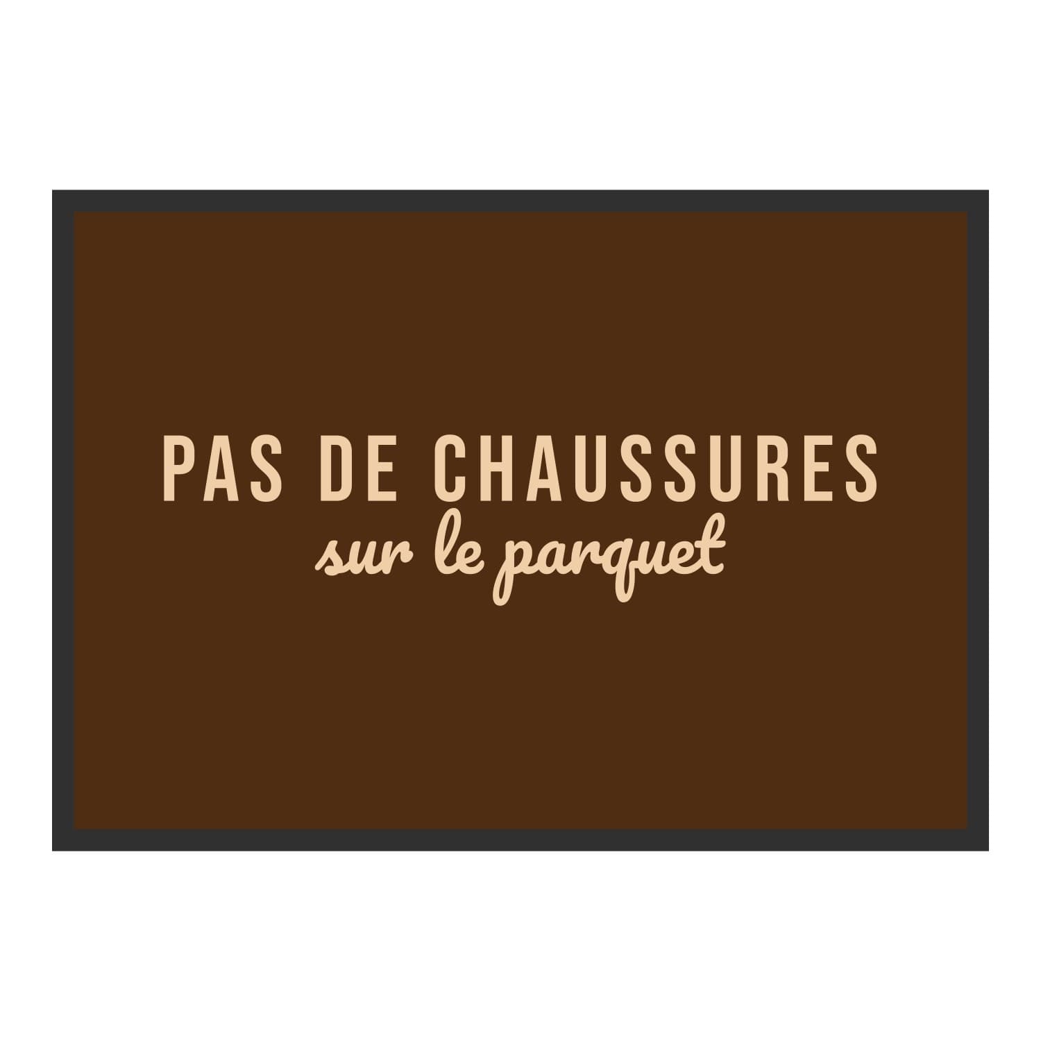 Vue du tapis Pas de chaussures sur le parquet dans son format et ses couleurs de départ