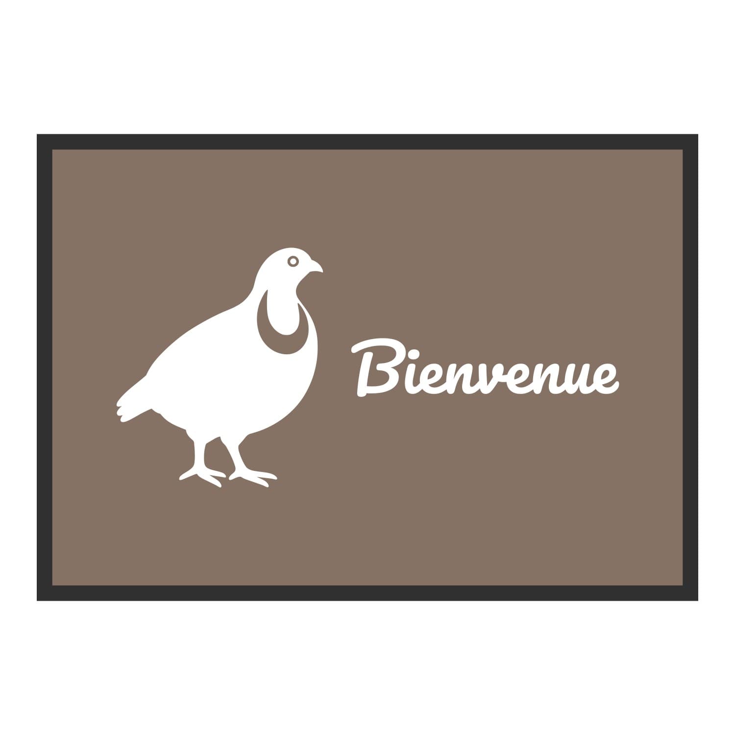 Vue du tapis Perdrix Bienvenue dans son format et ses couleurs de départ