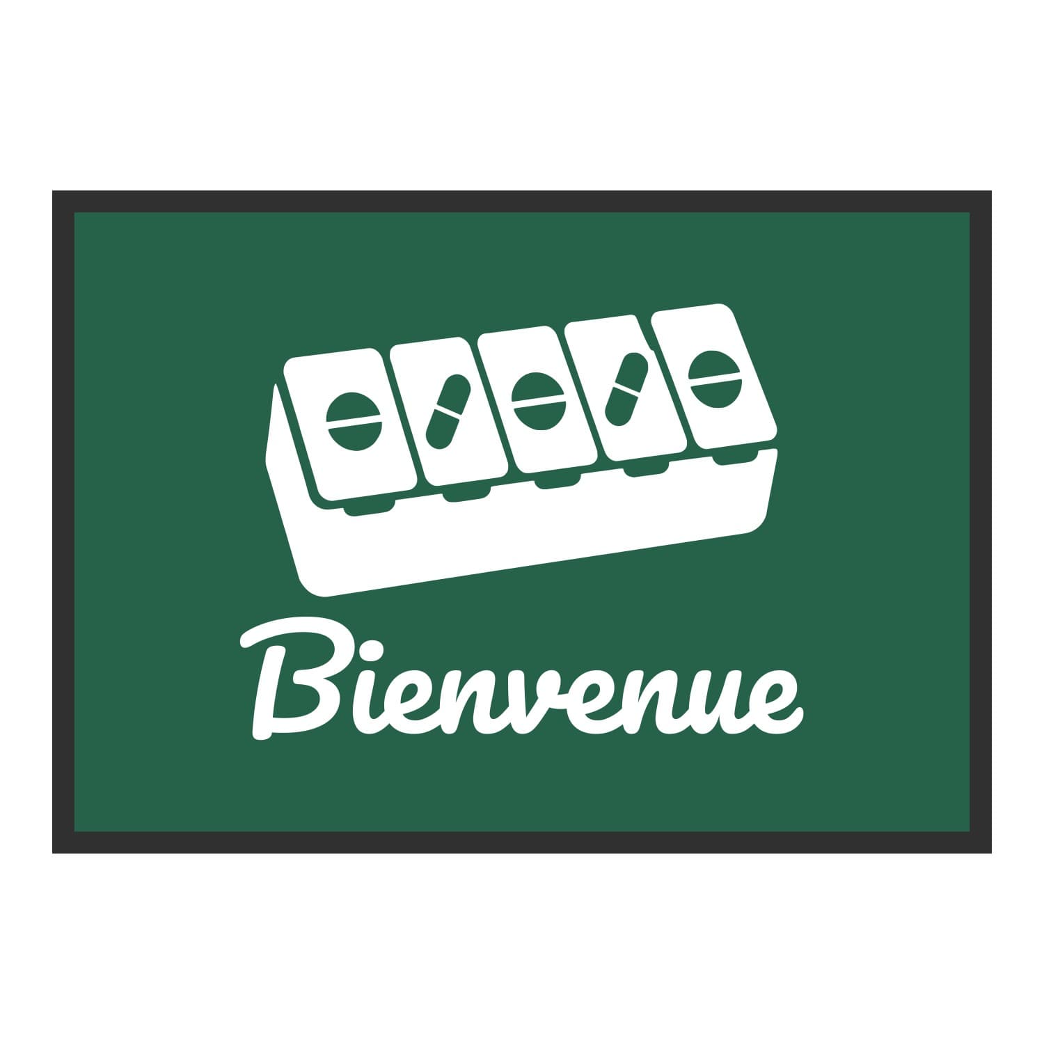 Vue du tapis Pilulier Bienvenue dans son format et ses couleurs de départ