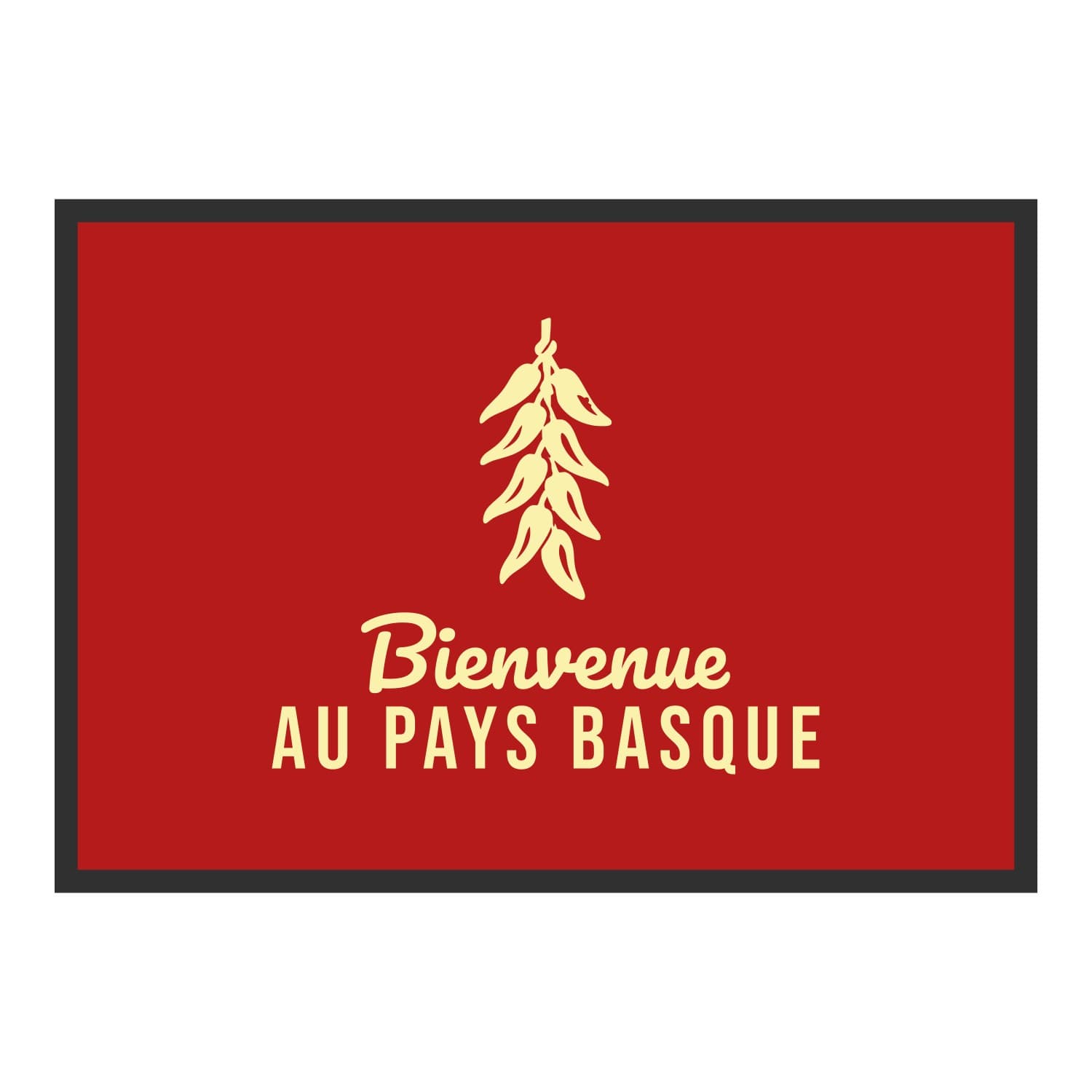 Vue du tapis Piments Bienvenue au Pays basque dans son format et ses couleurs de départ