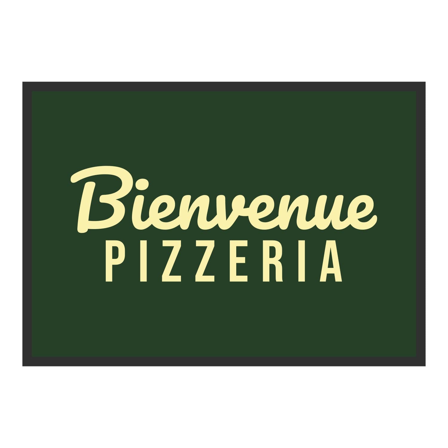 Vue du tapis Bienvenue pizzeria dans son format et ses couleurs de départ