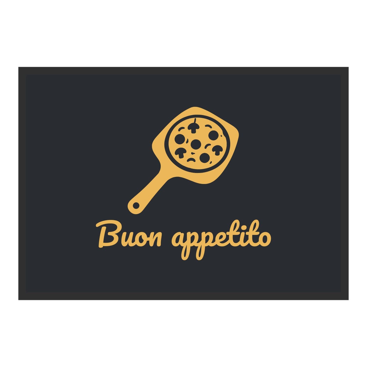 Vue du tapis Pelle à pizza Buon appetito dans son format et ses couleurs de départ