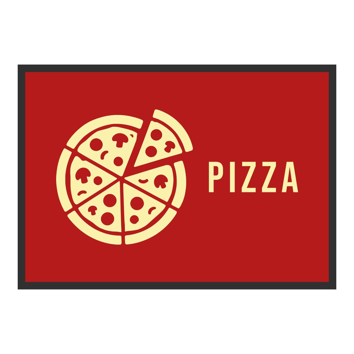 Vue du tapis Pizza Pizza dans son format et ses couleurs de départ