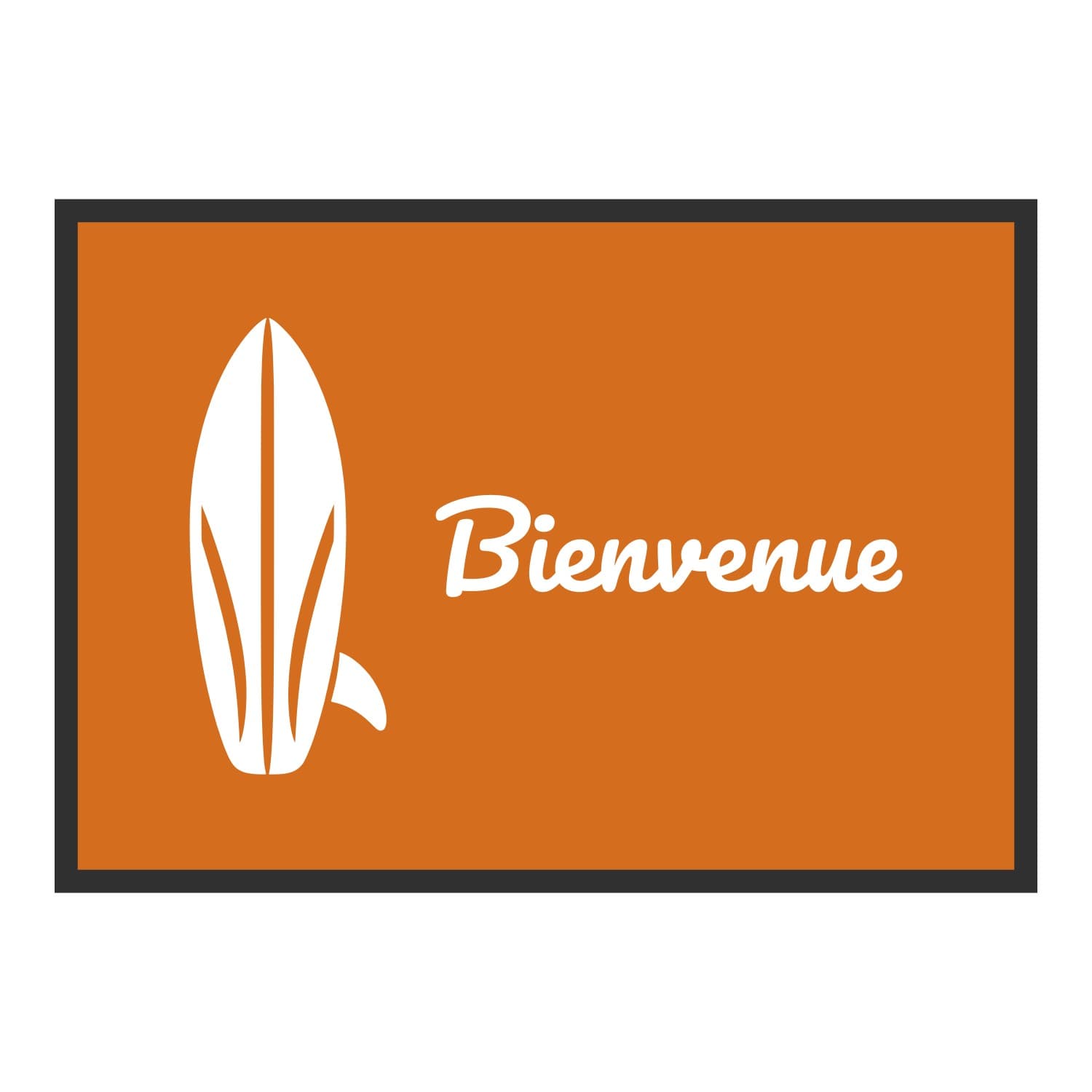 Vue du tapis Planche de surf Bienvenue dans son format et ses couleurs de départ
