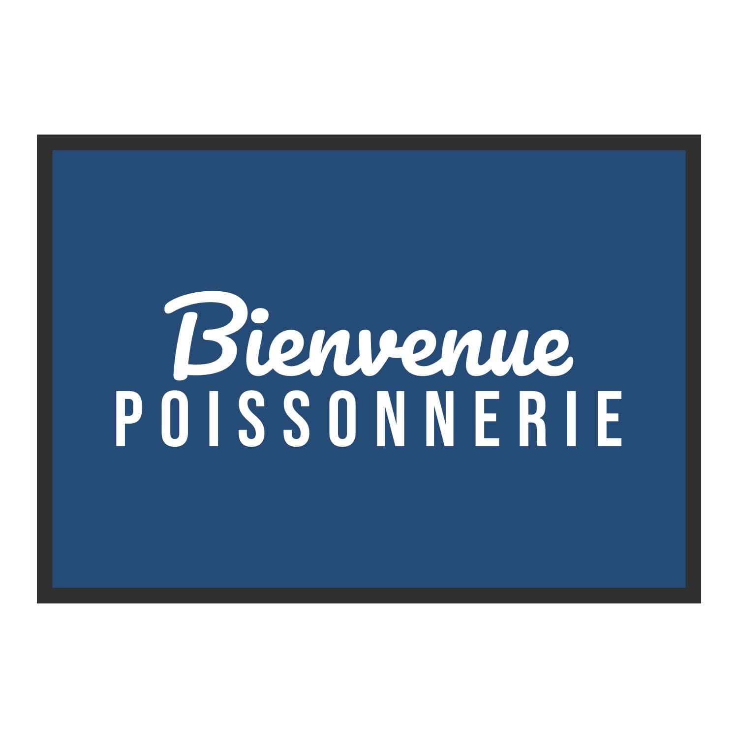 Vue du tapis Bienvenue poissonnerie dans son format et ses couleurs de départ