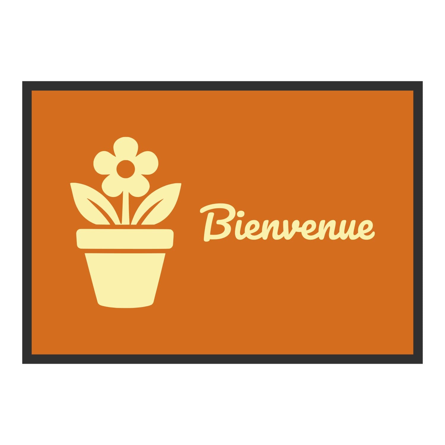 Vue du tapis Pot de fleurs Bienvenue dans son format et ses couleurs de départ