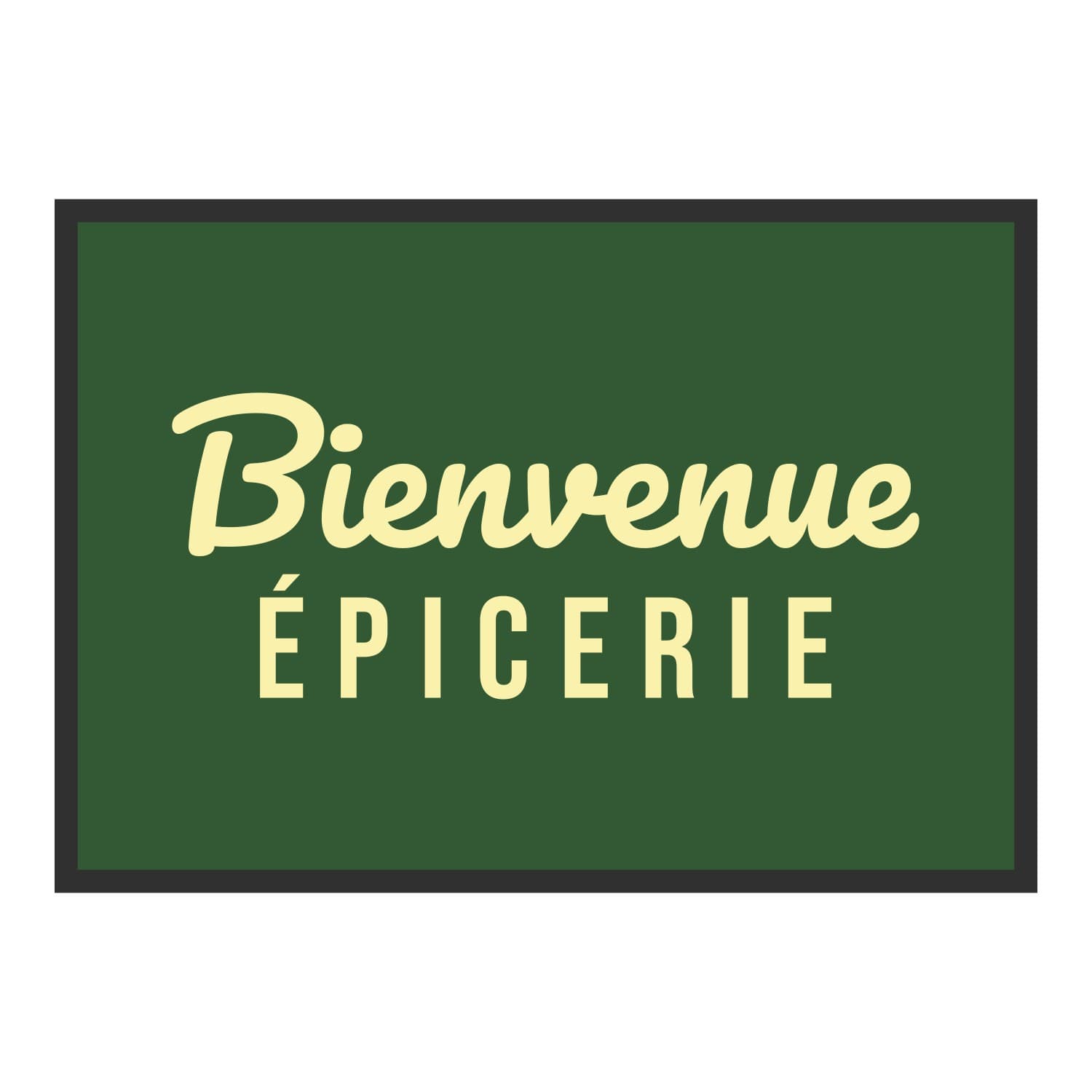 Vue du tapis Bienvenue épicerie dans son format et ses couleurs de départ