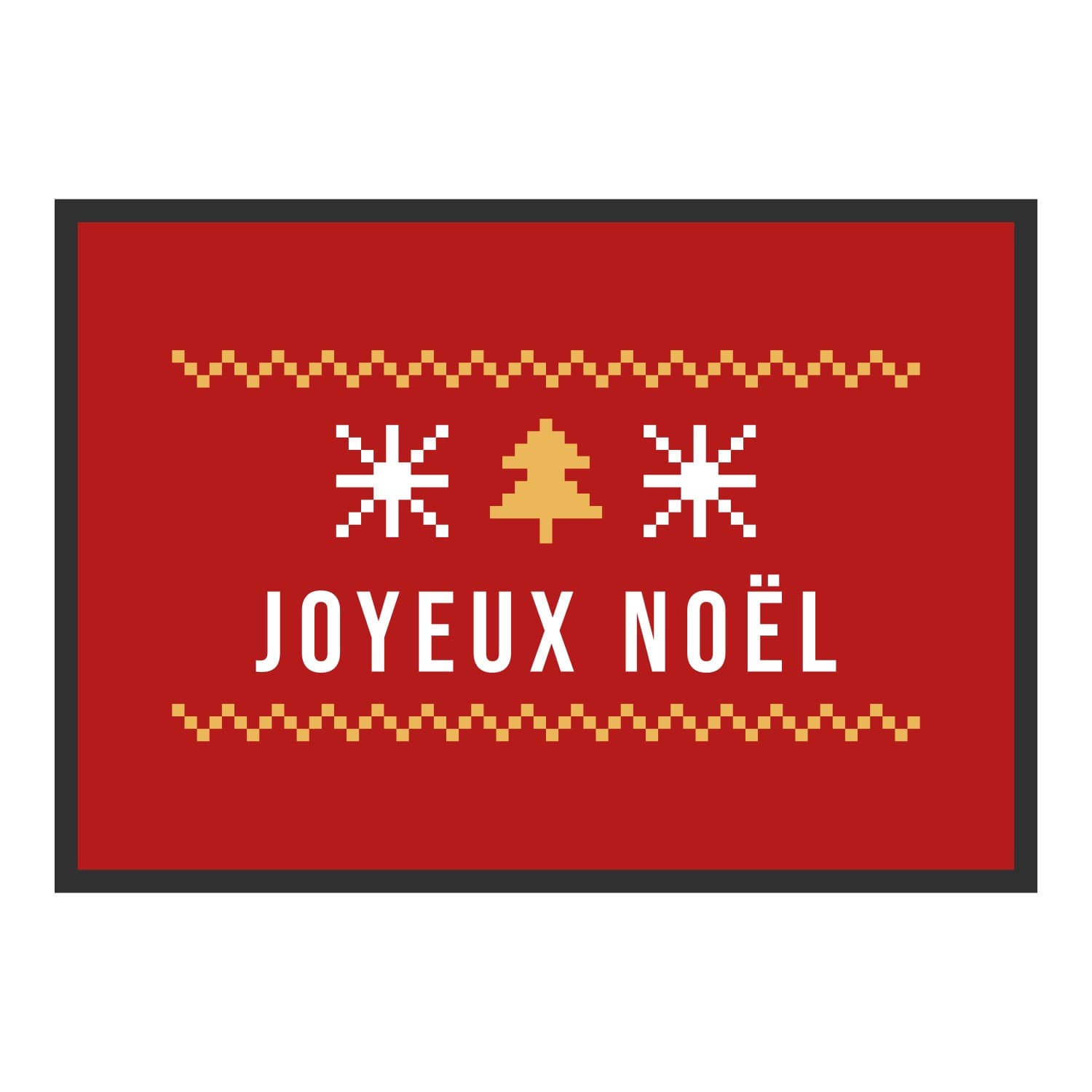 Vue du tapis Pull de Noël rouge et or dans son format et ses couleurs de départ