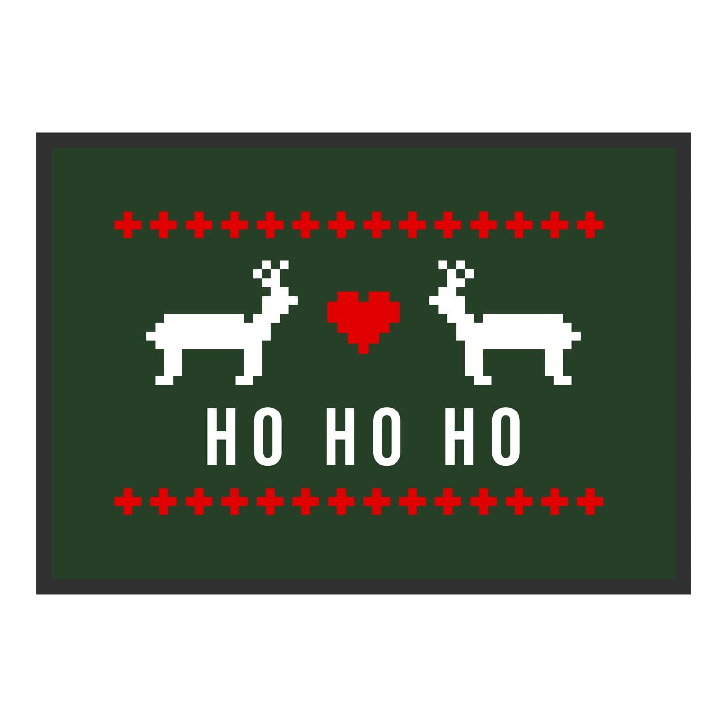Vue du tapis Pull de Noël vert et rouge dans son format et ses couleurs de départ