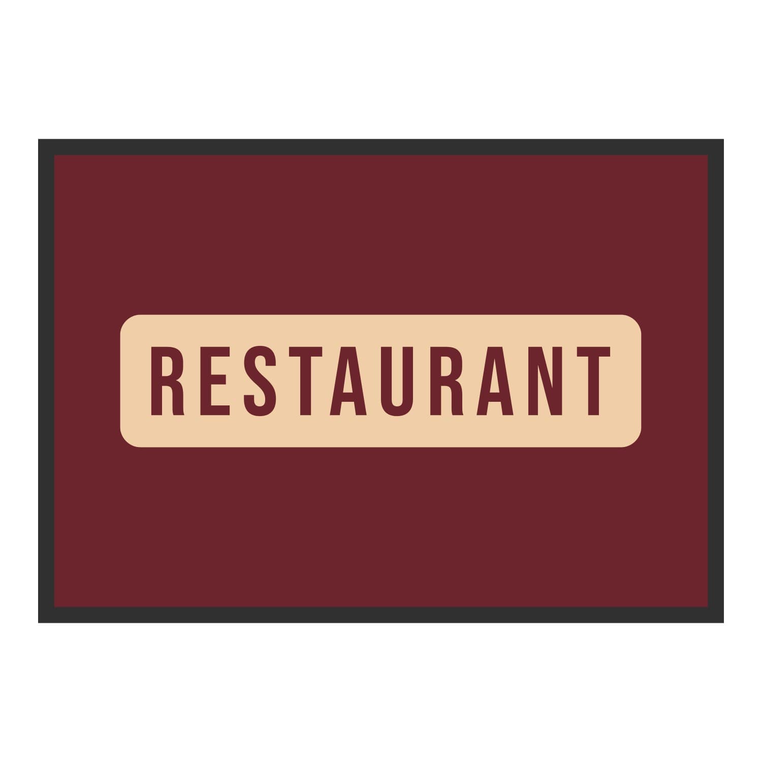 Vue du tapis Restaurant panneau dans son format et ses couleurs de départ