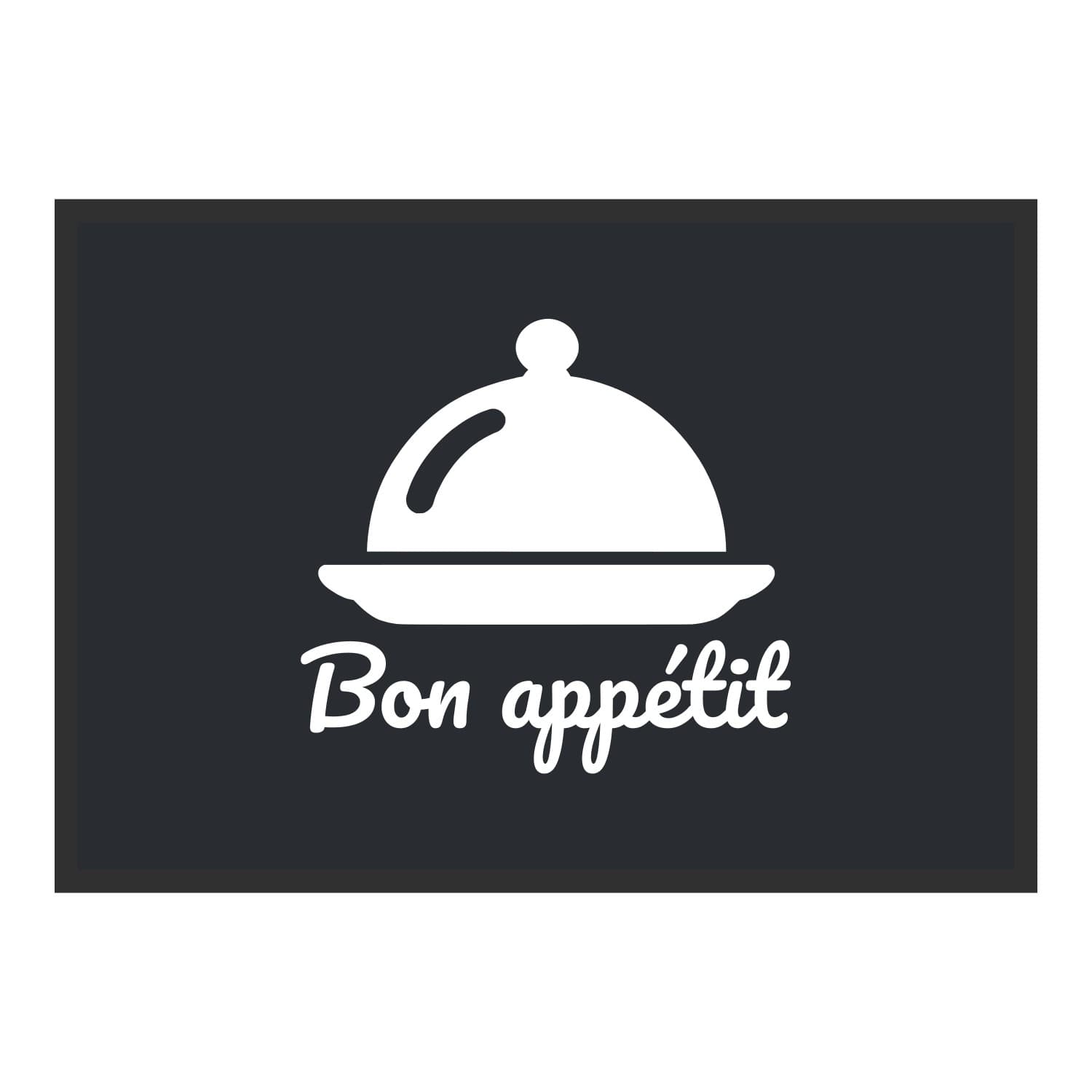 Vue du tapis Cloche de service Bon appétit dans son format et ses couleurs de départ