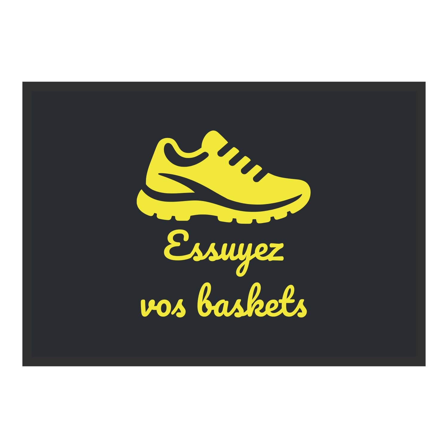 Vue du tapis Essuyez vos baskets dans son format et ses couleurs de départ