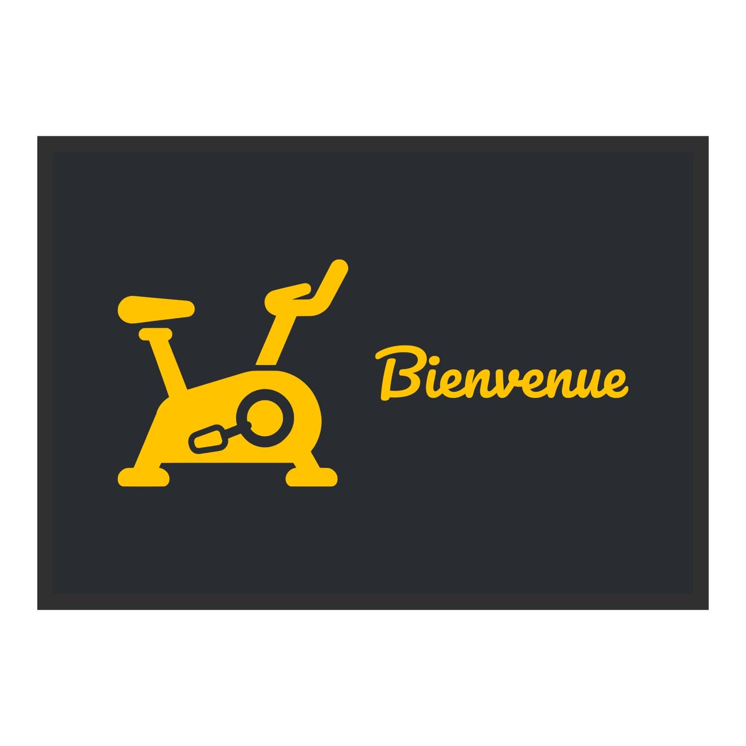 Vue du tapis Vélo d’appartement Bienvenue dans son format et ses couleurs de départ