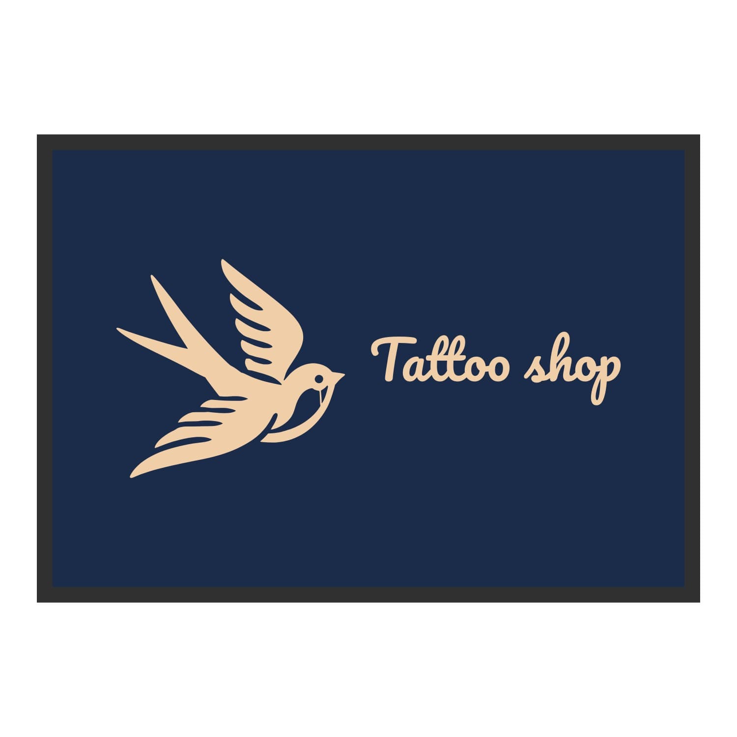 Vue du tapis Hirondelle Tattoo shop dans son format et ses couleurs de départ