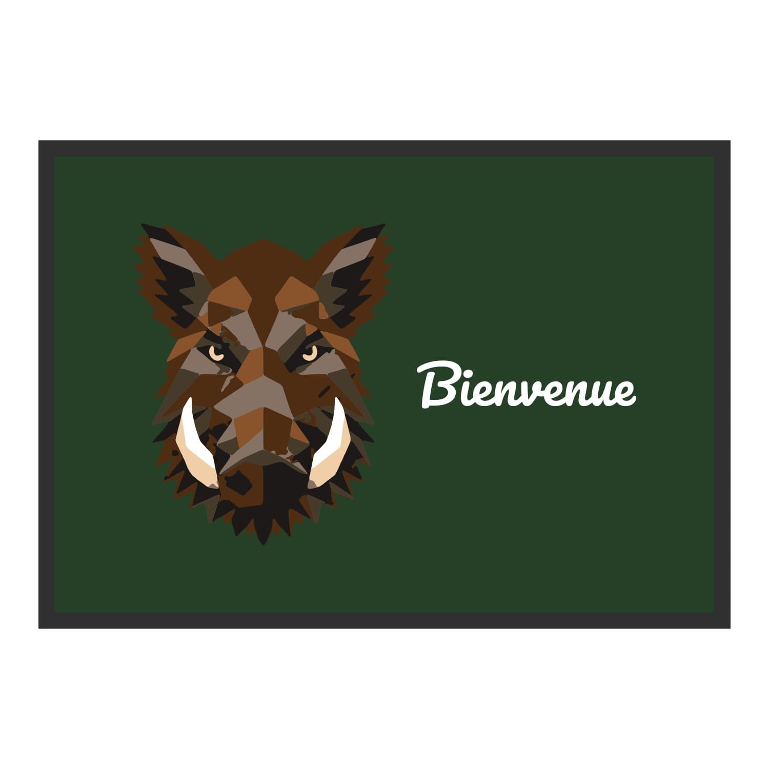 Vue du tapis Sanglier géométrique dans son format et ses couleurs de départ
