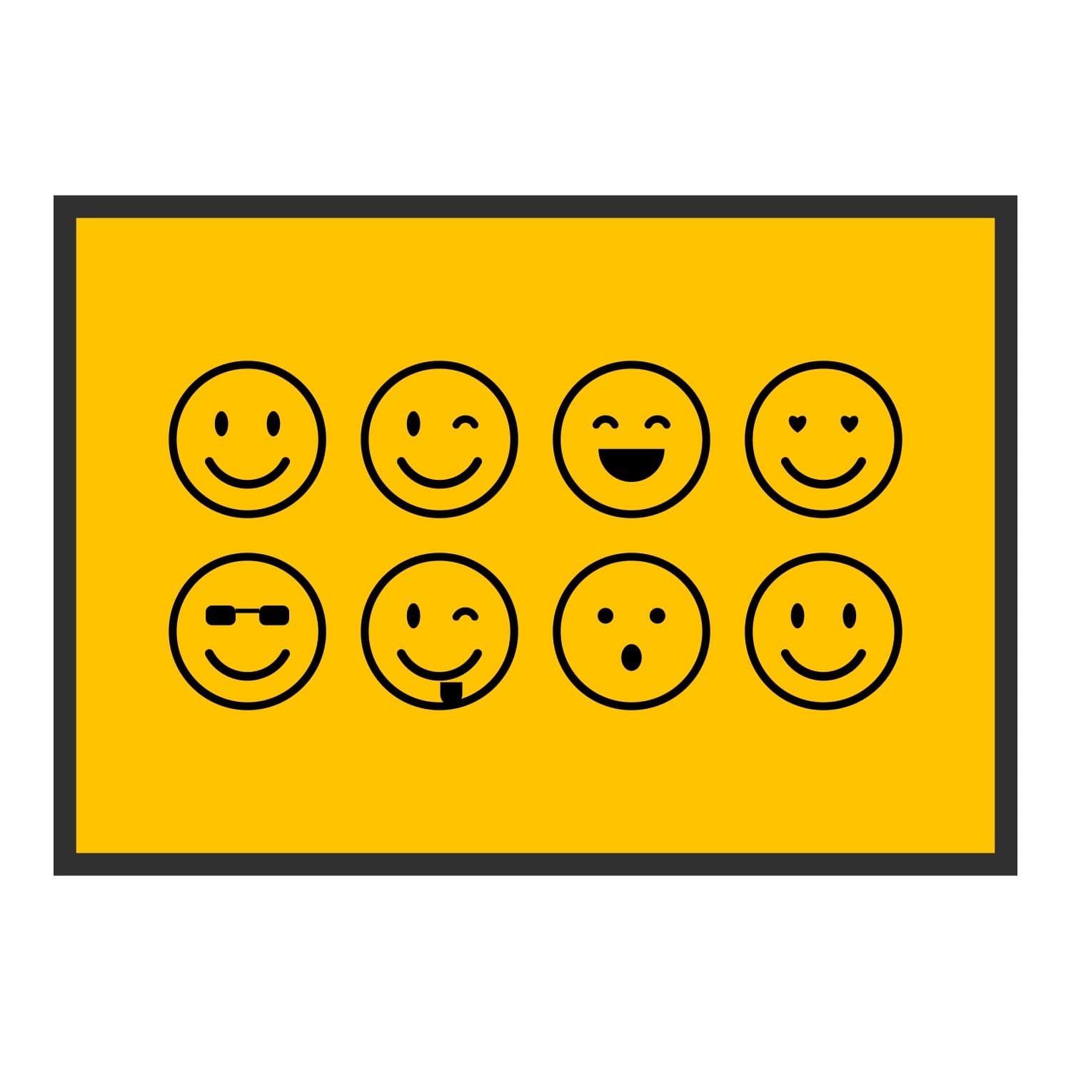 Vue du tapis Collection de smileys dans son format et ses couleurs de départ