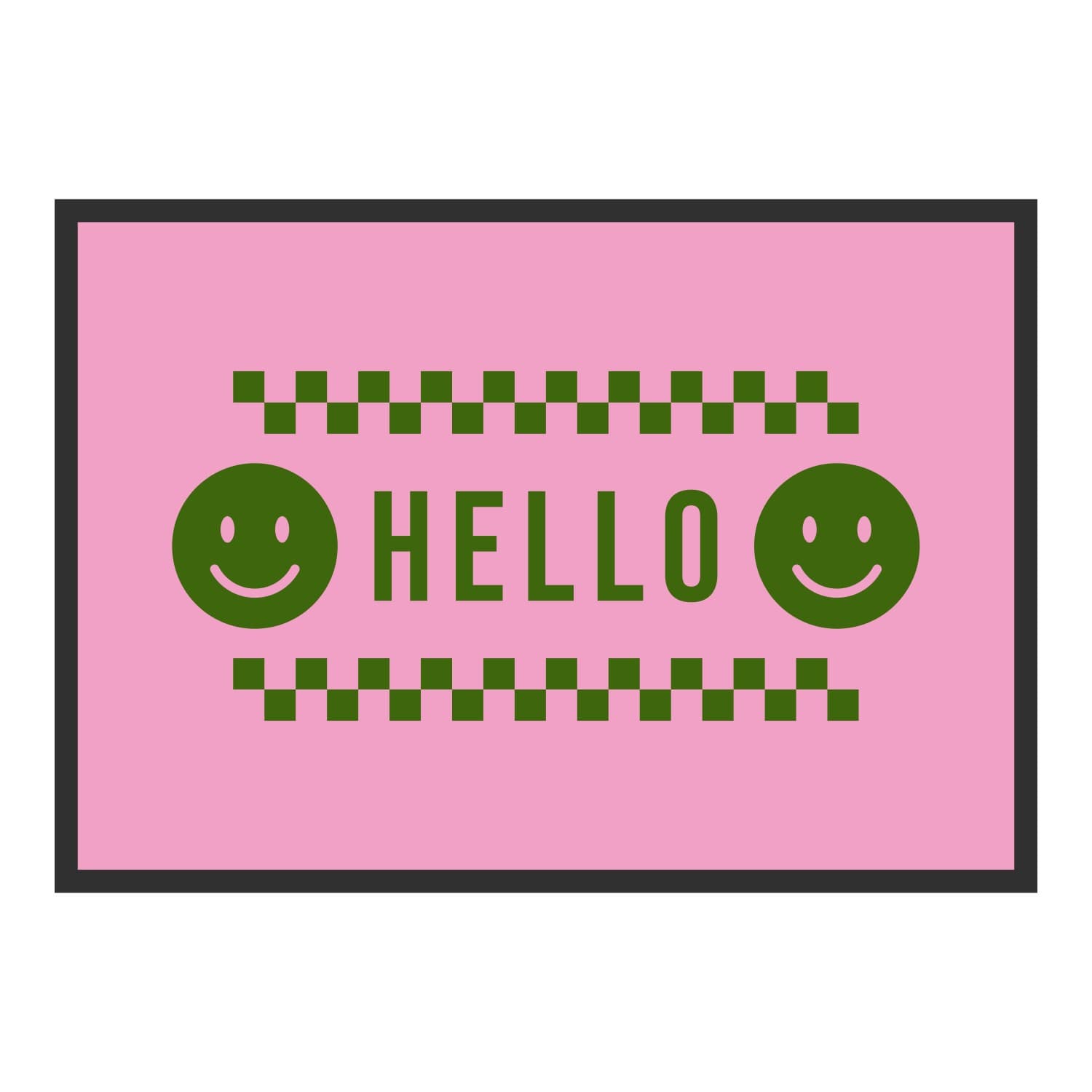 Vue du tapis Smiley damier dans son format et ses couleurs de départ