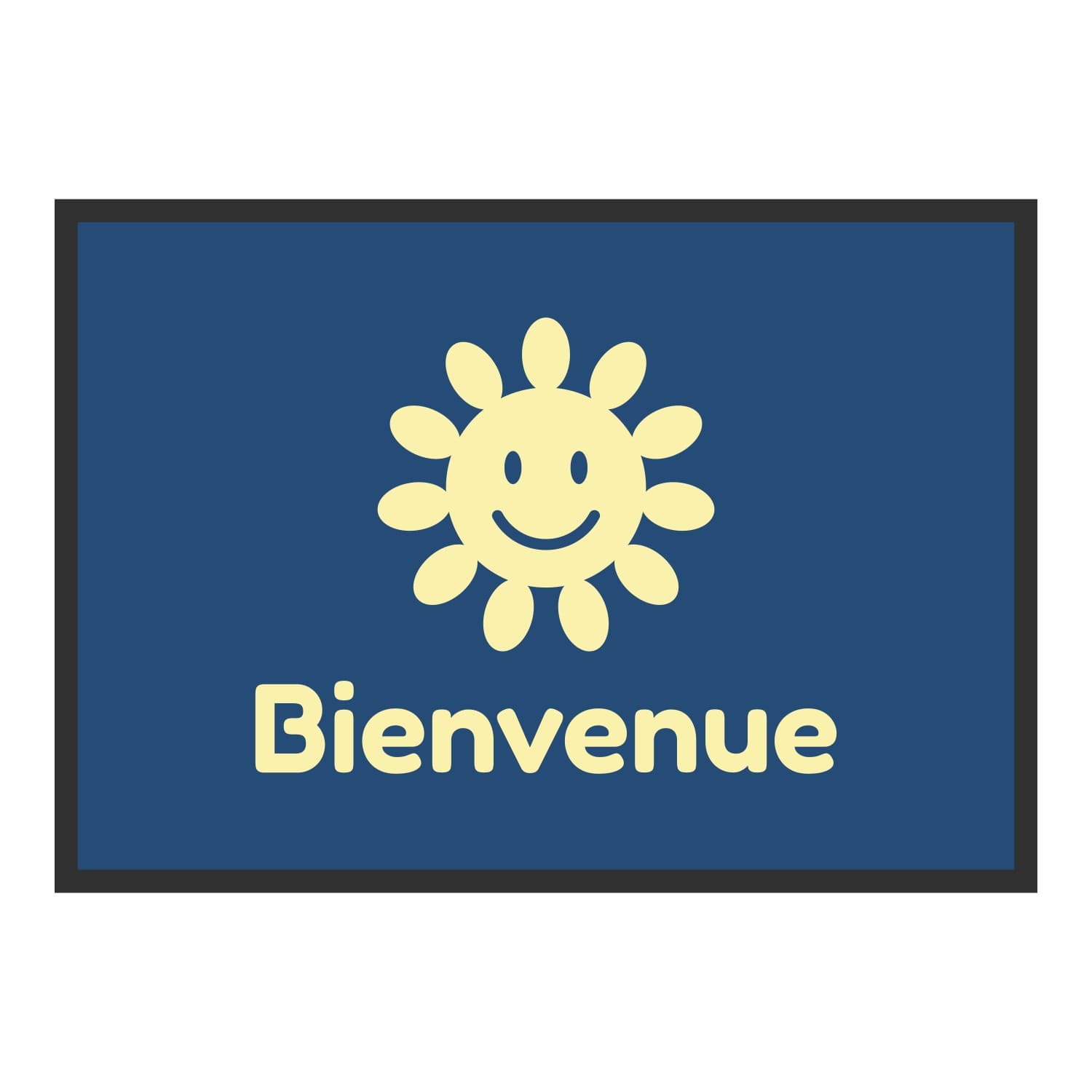 Vue du tapis Smiley fleur dans son format et ses couleurs de départ