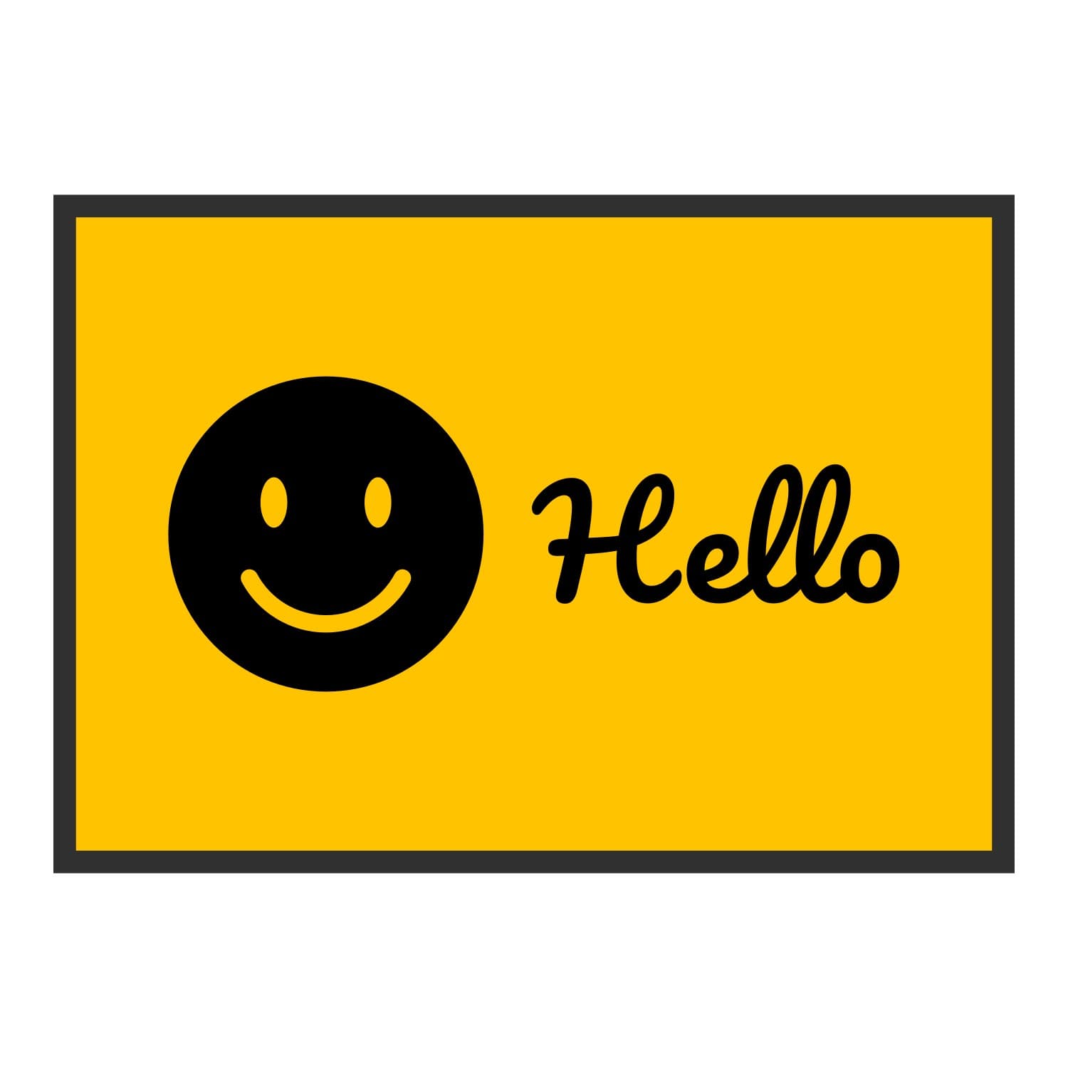 Vue du tapis Smiley Hello dans son format et ses couleurs de départ