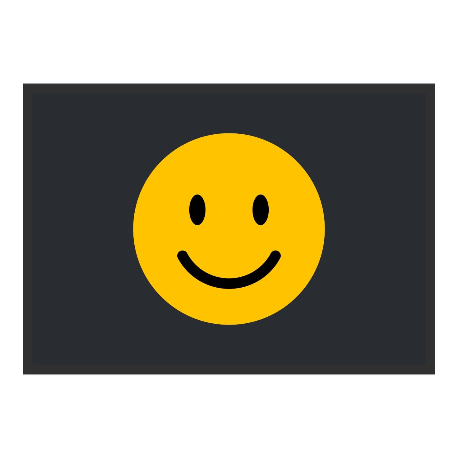 Vue du tapis Smiley jaune dans son format et ses couleurs de départ