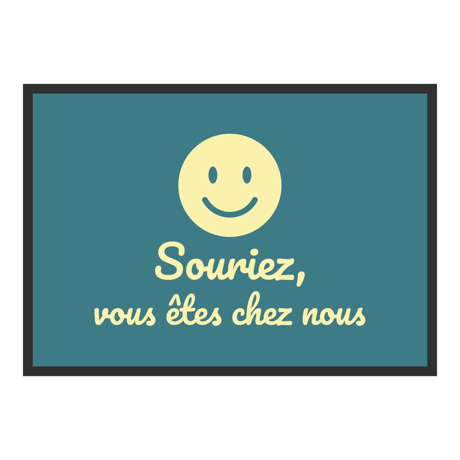 Vue du tapis Souriez, vous êtes chez nous dans son format et ses couleurs de départ