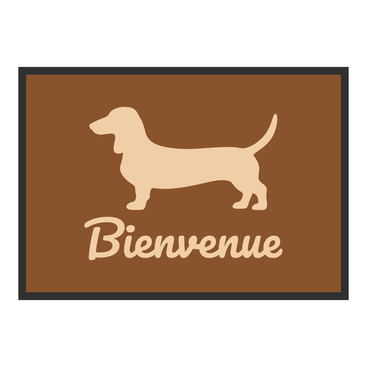 Vue du tapis Teckel Bienvenue dans son format et ses couleurs de départ
