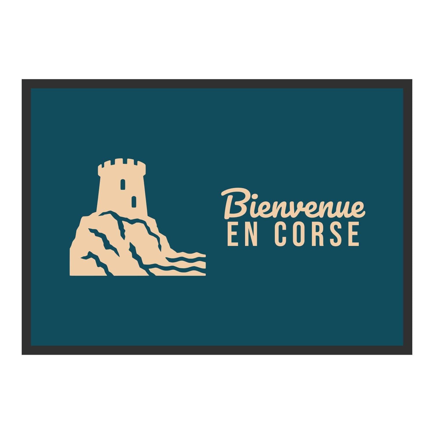 Vue du tapis Tour génoise Bienvenue en Corse dans son format et ses couleurs de départ
