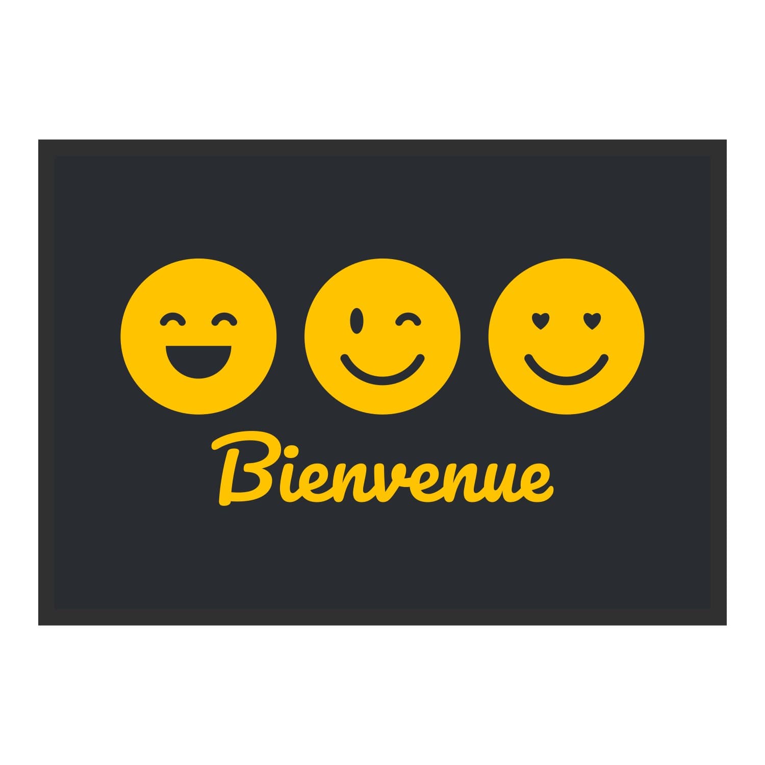 Vue du tapis Trio de smileys dans son format et ses couleurs de départ