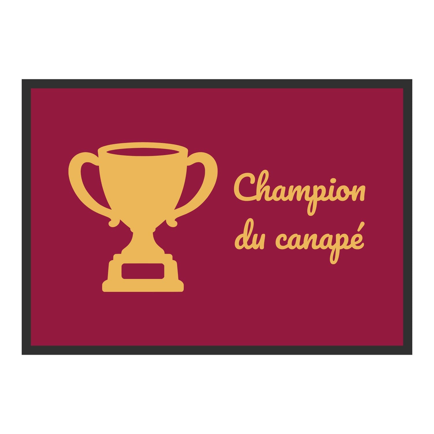 Vue du tapis Champion du canapé dans son format et ses couleurs de départ
