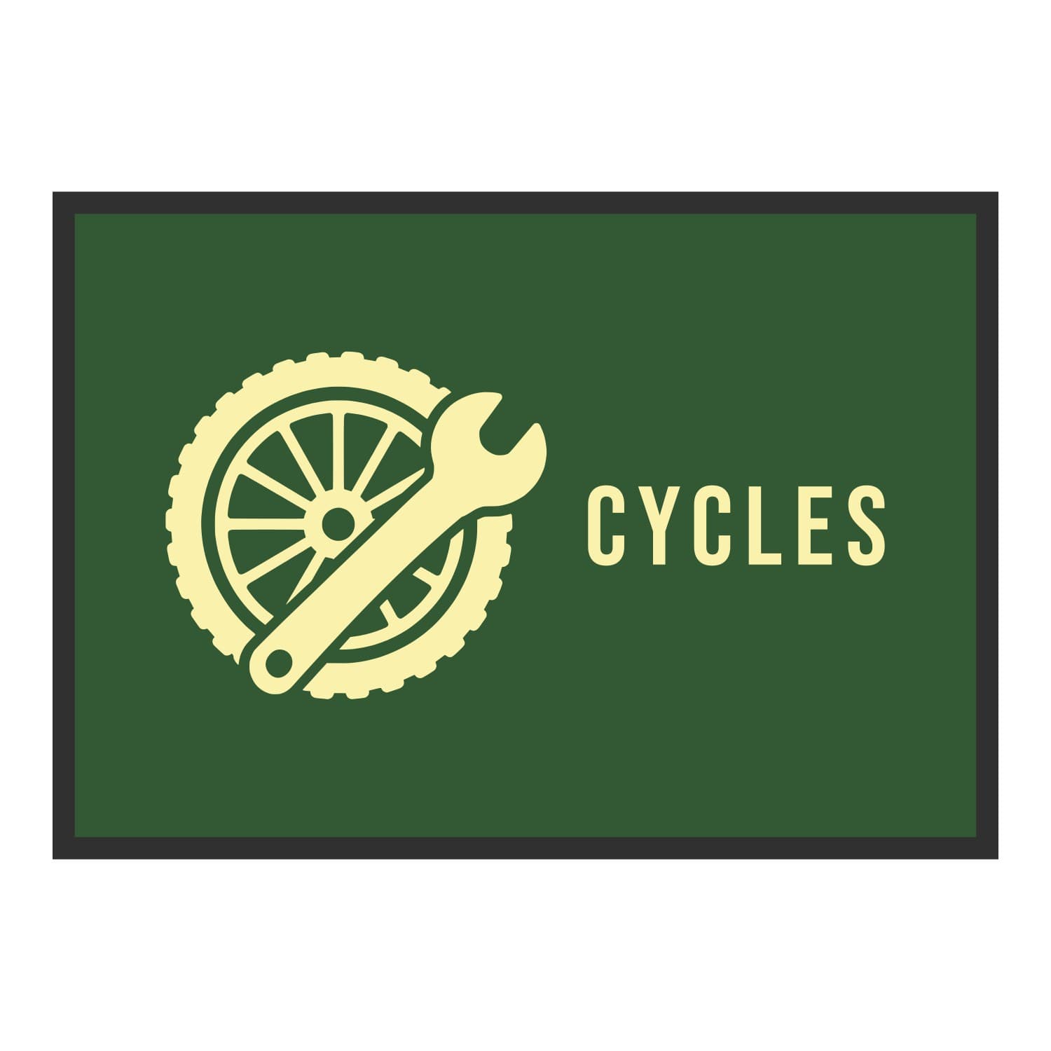 Vue du tapis Roue et clé Cycles dans son format et ses couleurs de départ